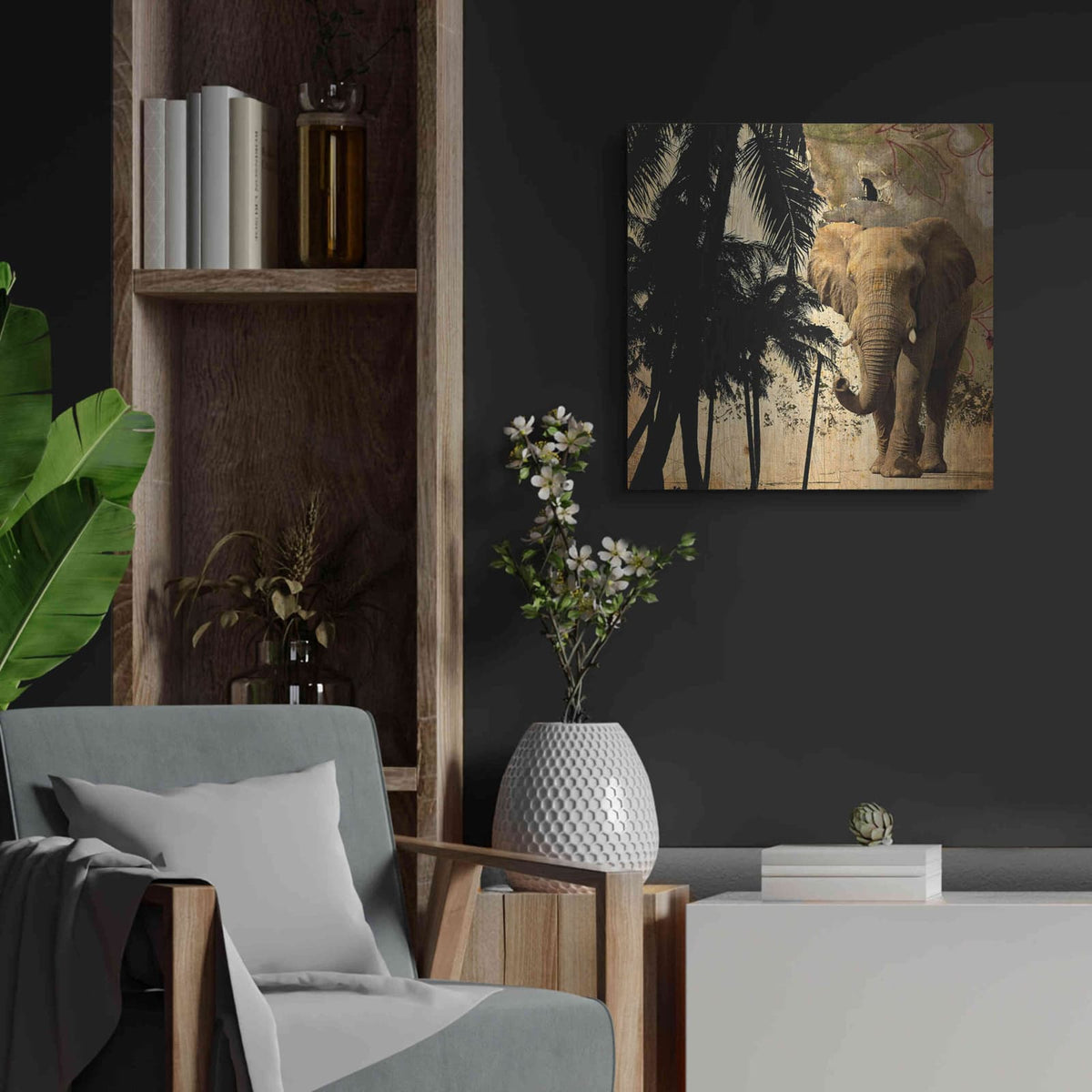 'Mighty Elephant 2' by GraphINC – Metal Wall Art, 24x24 room view