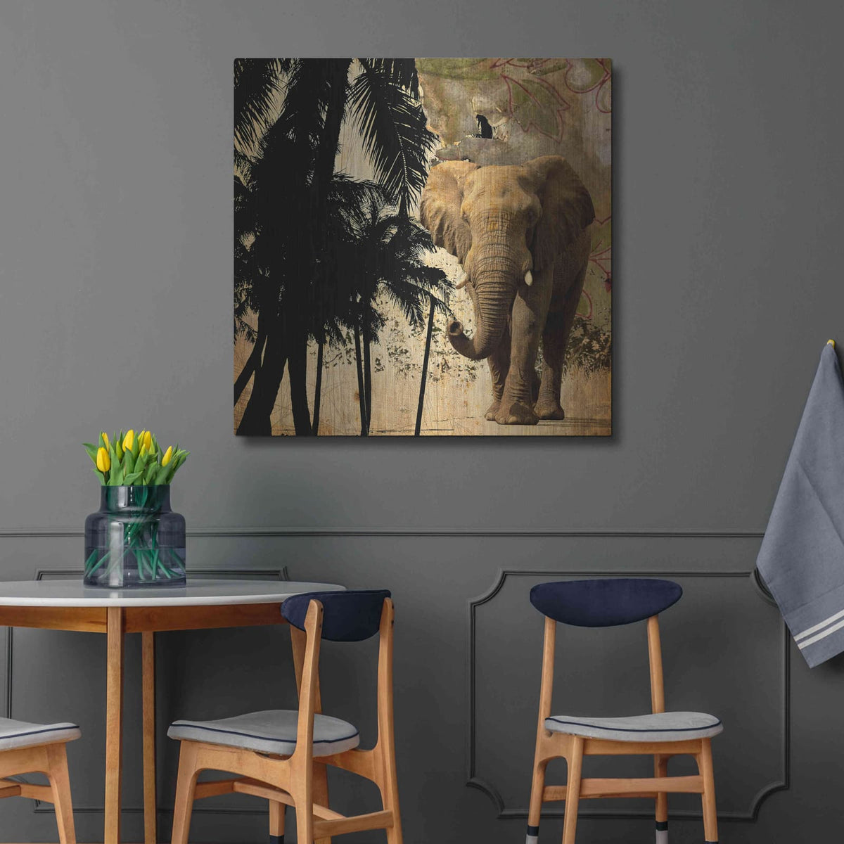 'Mighty Elephant 2' by GraphINC – Metal Wall Art, 36x36 room view