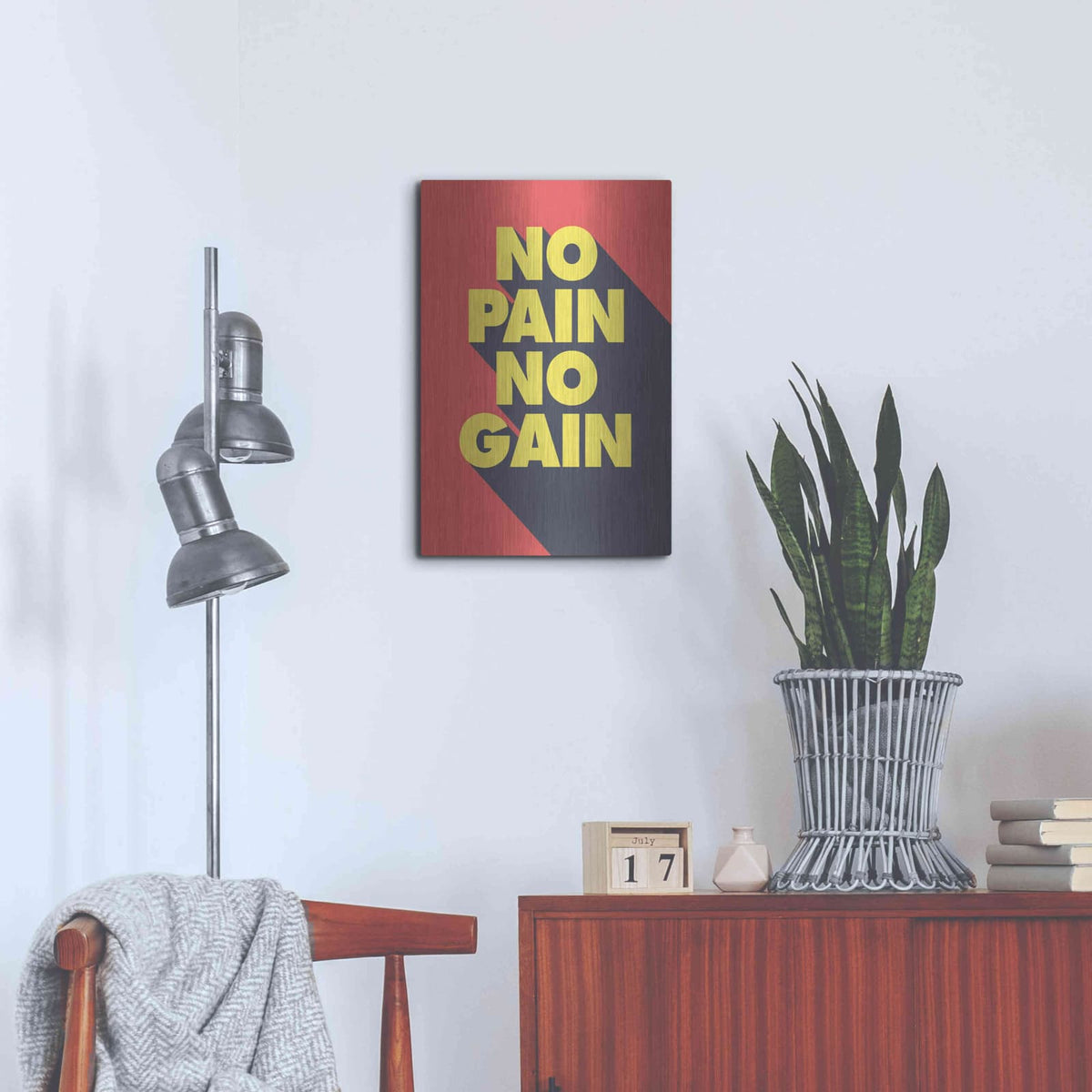 'No Pain No Gain' by GraphINC – Metal Wall Art, 16x24 room view