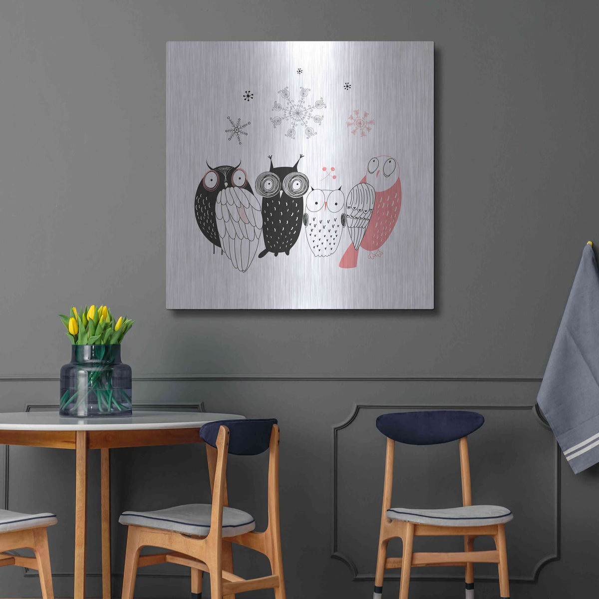 'Owl IV' by GraphINC – Metal Wall Art, 36x36 room view