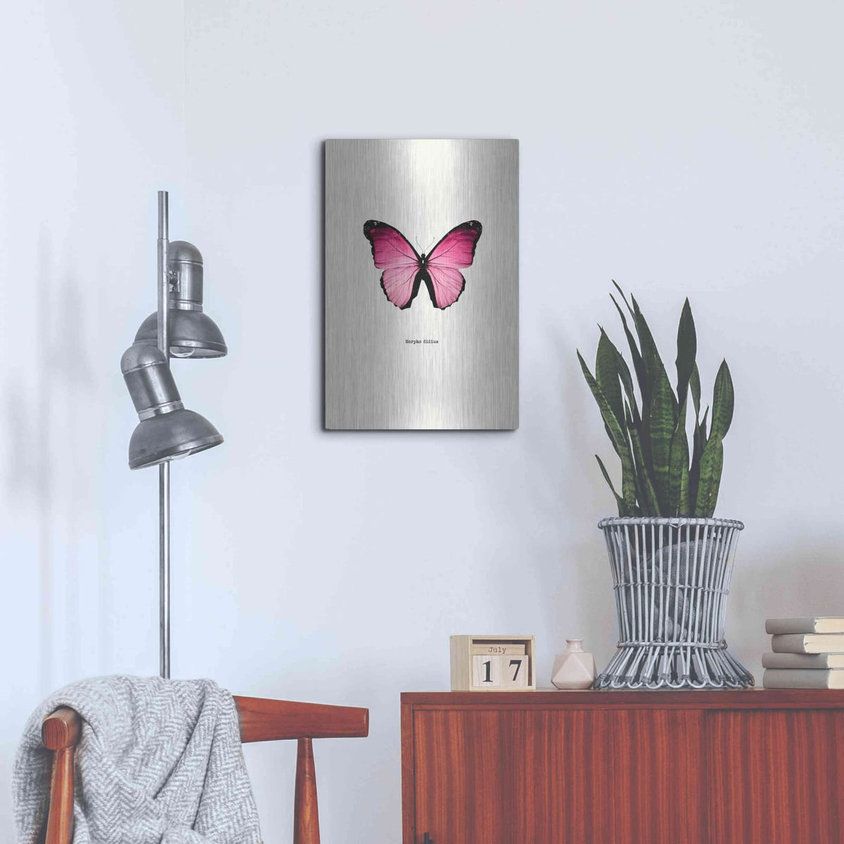 'Pink Butterfly' by GraphINC – Metal Wall Art, 16x24 room view