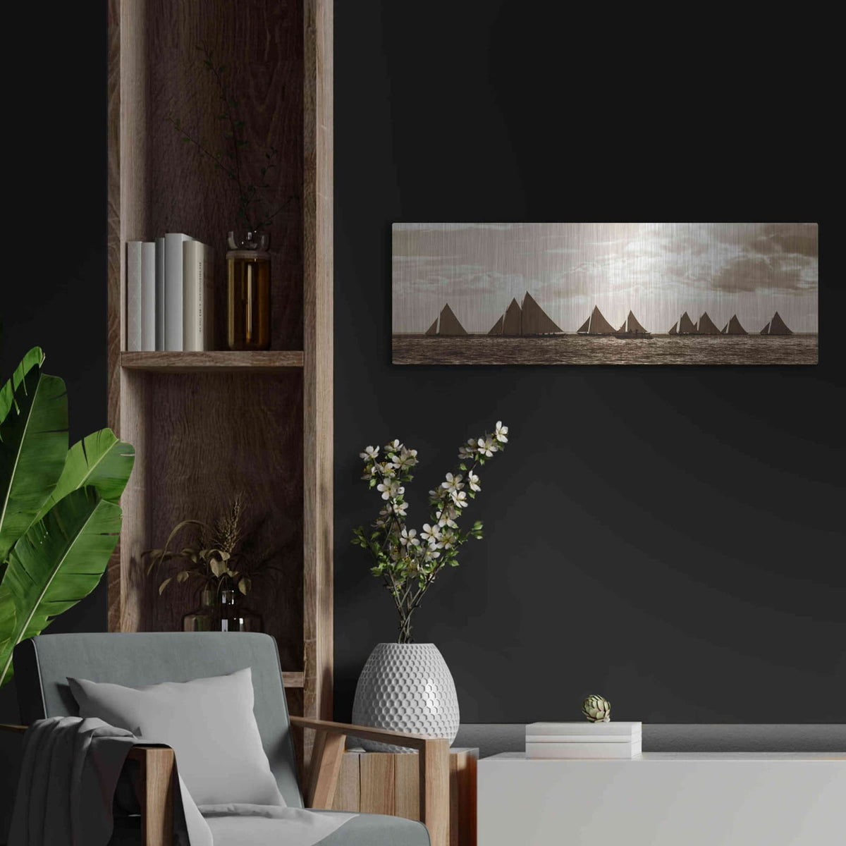 'Sailboats' by GraphINC – Metal Wall Art, 36x12 room view