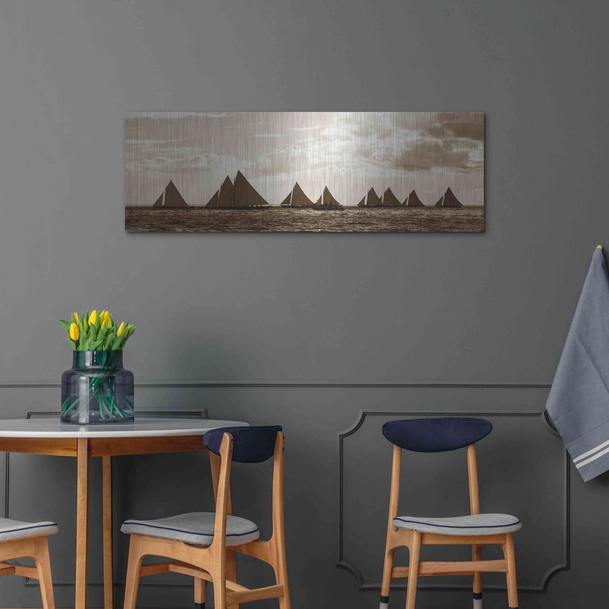 'Sailboats' by GraphINC – Metal Wall Art, 48x16 room view
