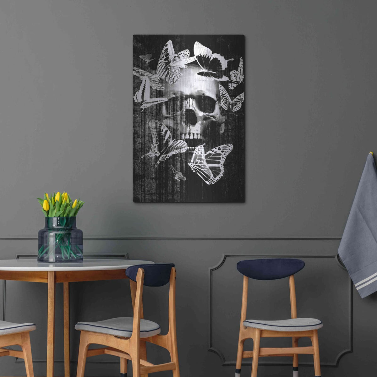 'Skull Butterfly Crown' by GraphINC – Metal Wall Art, 24x36 room view