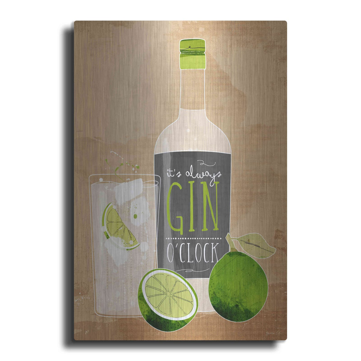 'Gin O’Clock' by Green Lili – Metal Wall Art