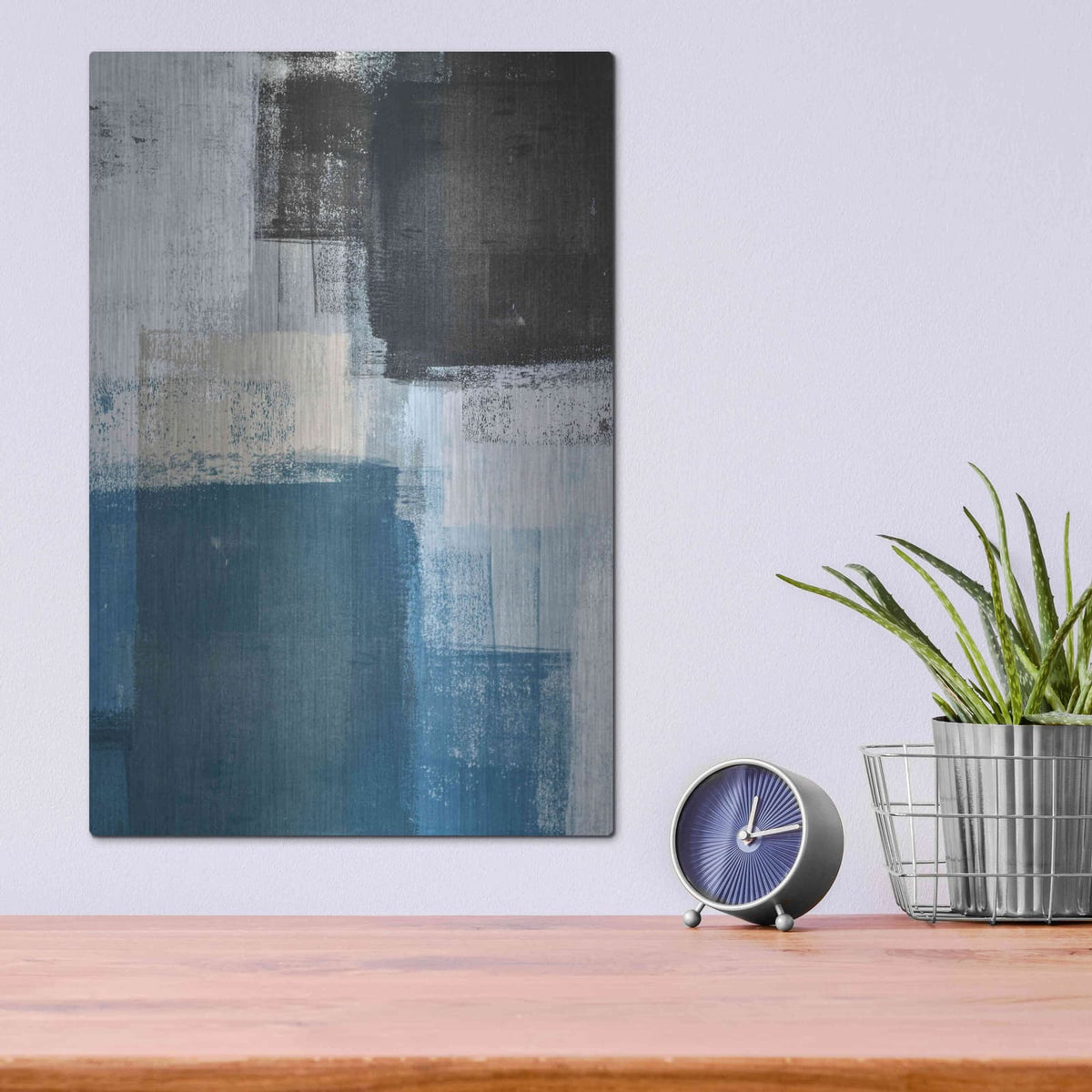 'Abstract Blue II' by Incado – Metal Wall Art, 12x16 room view