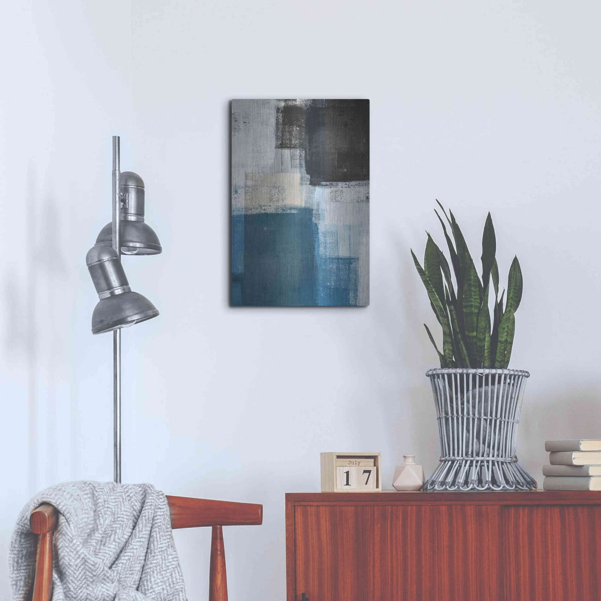 'Abstract Blue II' by Incado – Metal Wall Art, 16x24 room view