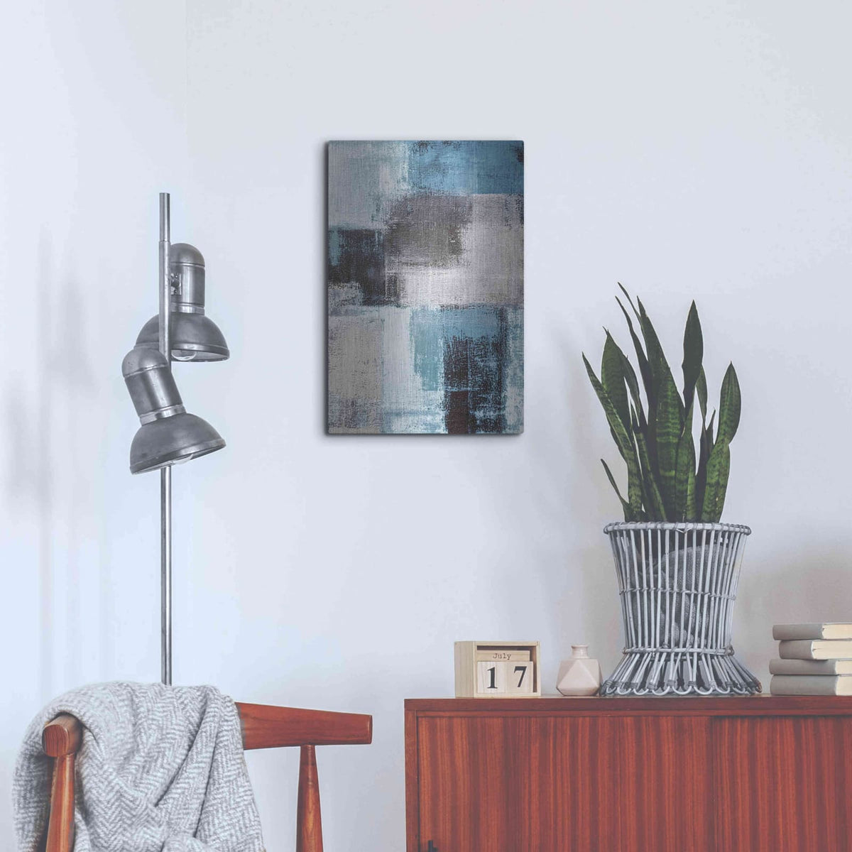 'Abstract Blue III' by Incado – Metal Wall Art, 16x24 room view