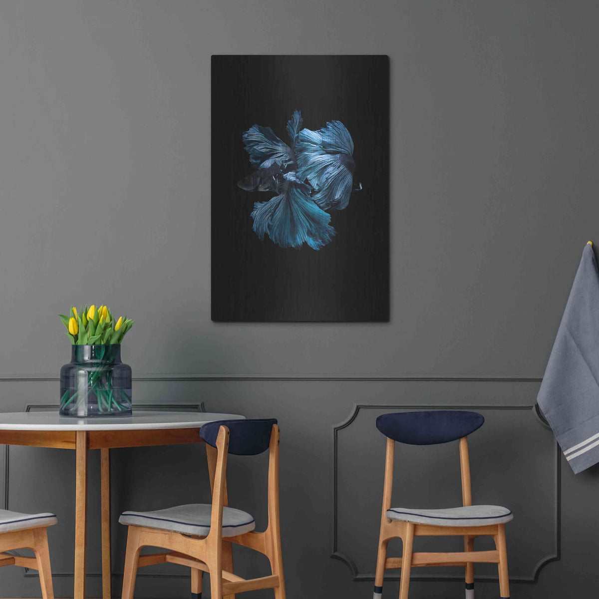 'Blue Betta' by Incado – Metal Wall Art, 24x36 room view