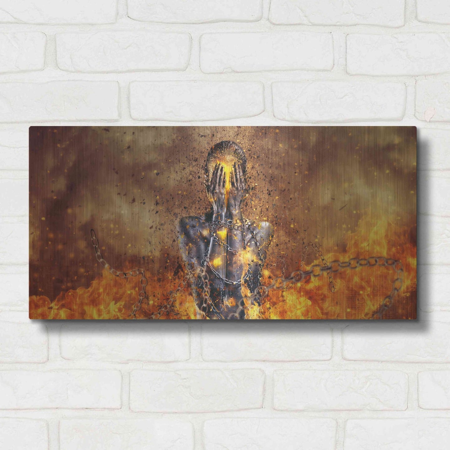 Luxe Metal Art 'Through Ashes Rise Landscape' by Mario Sanchez Nevado, Metal Wall Art,24x12