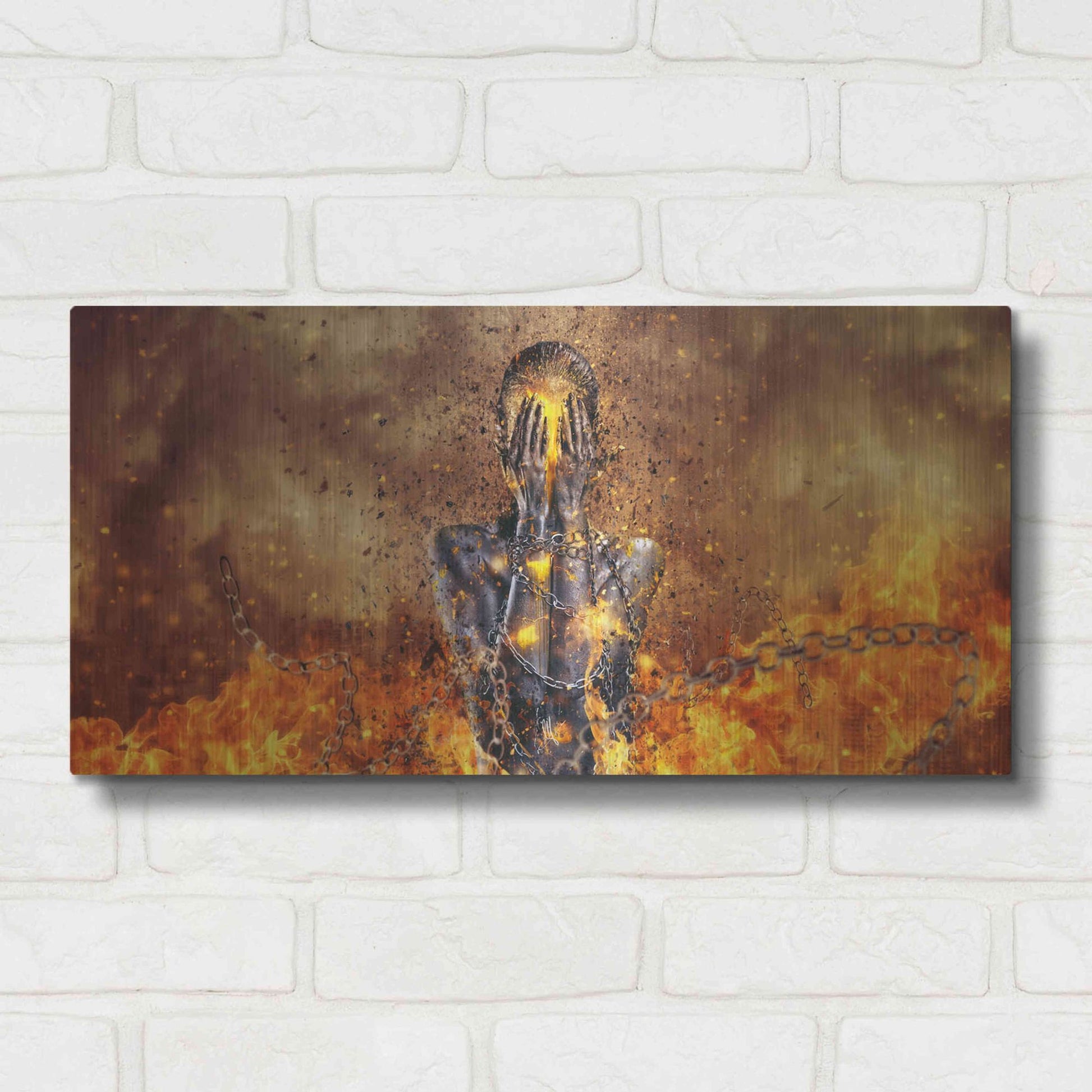 Luxe Metal Art 'Through Ashes Rise Landscape' by Mario Sanchez Nevado, Metal Wall Art,24x12