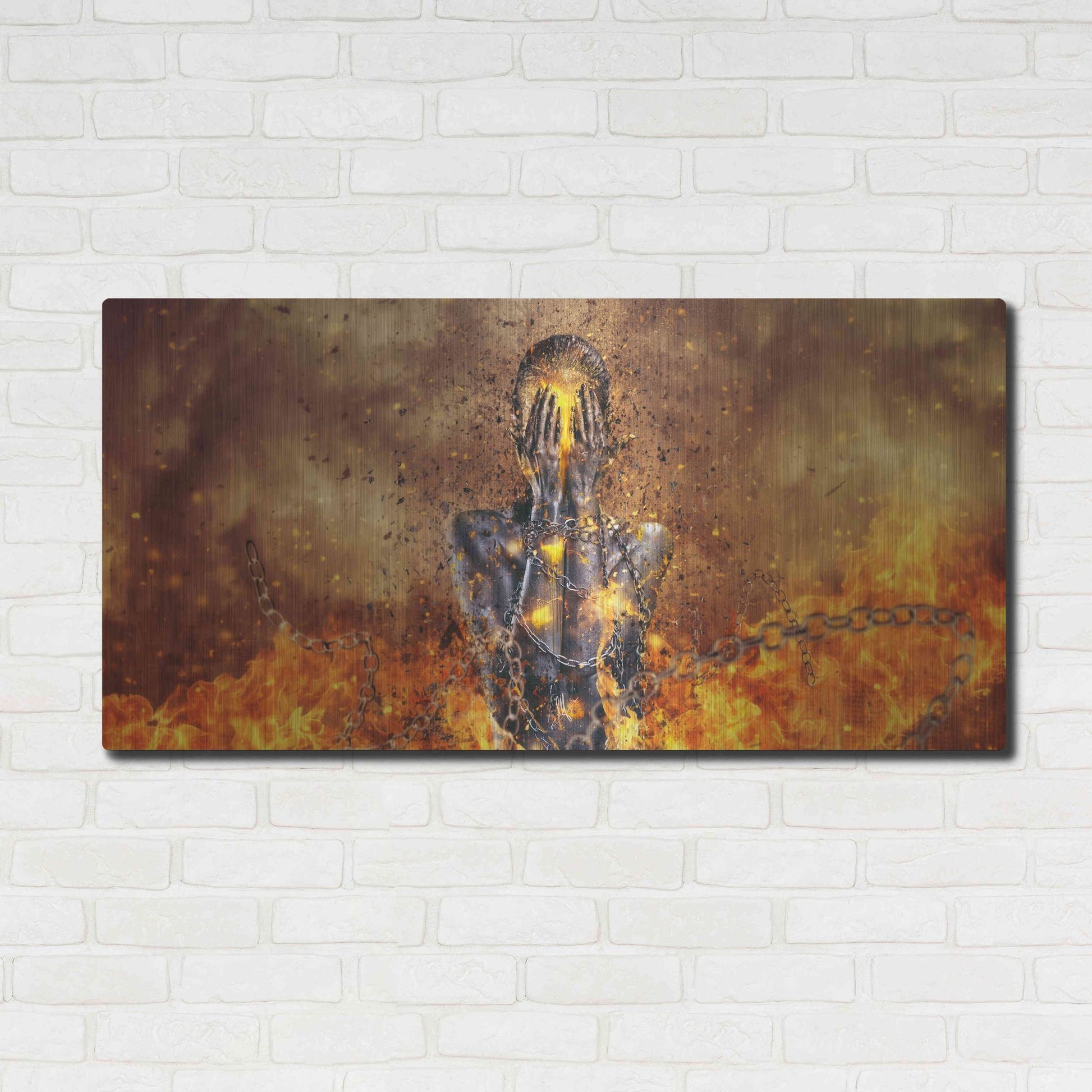 Luxe Metal Art 'Through Ashes Rise Landscape' by Mario Sanchez Nevado, Metal Wall Art,48x24