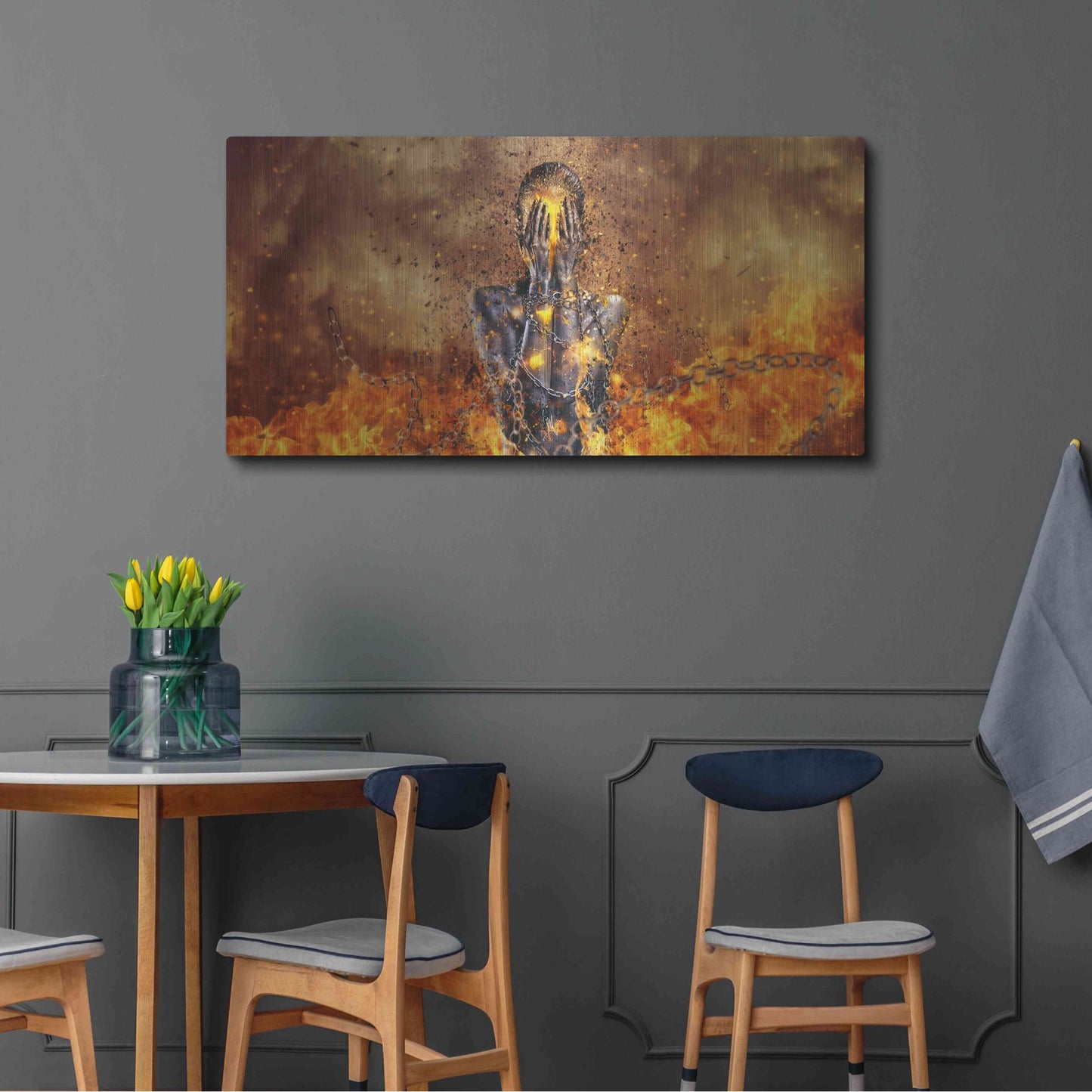 Luxe Metal Art 'Through Ashes Rise Landscape' by Mario Sanchez Nevado, Metal Wall Art,48x24