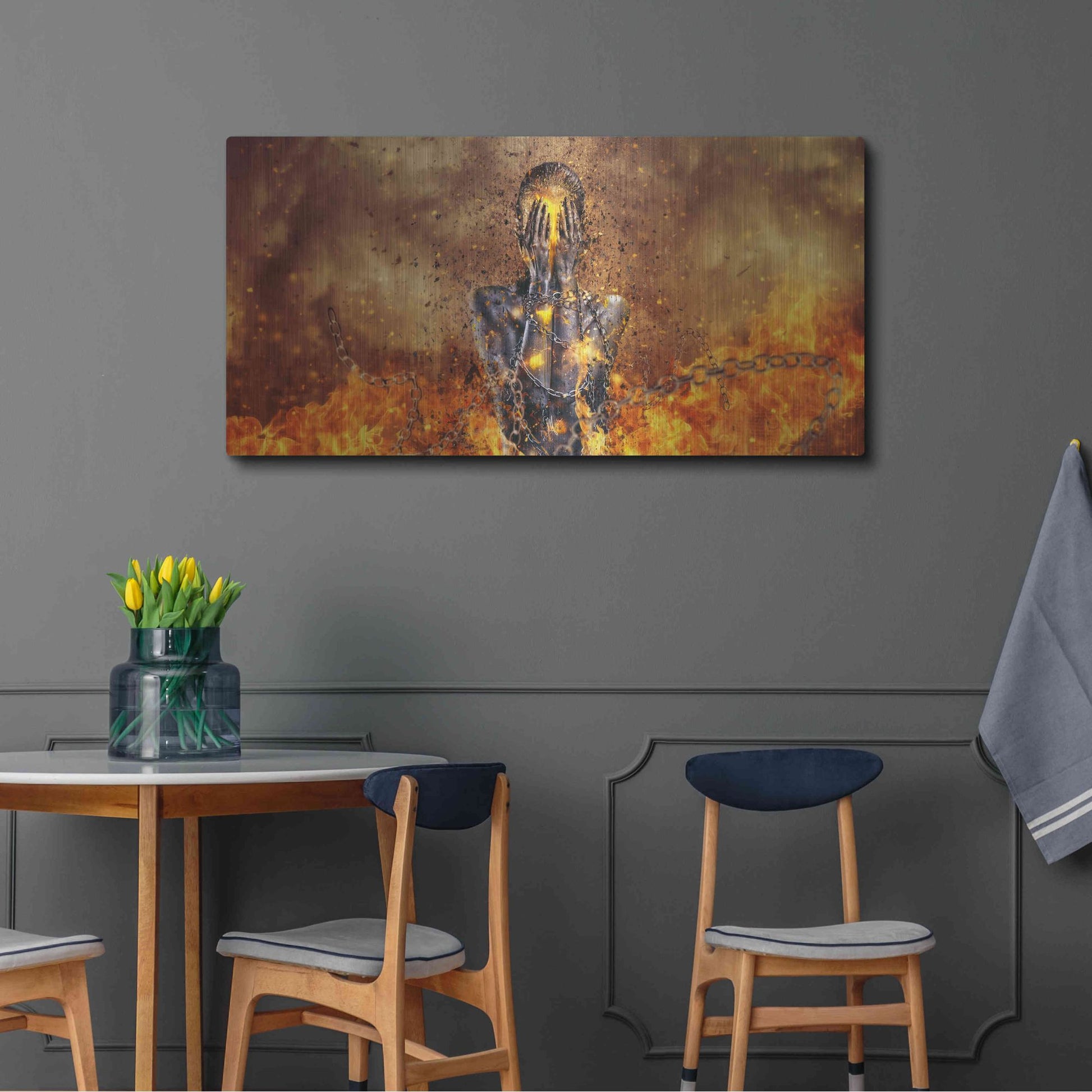 Luxe Metal Art 'Through Ashes Rise Landscape' by Mario Sanchez Nevado, Metal Wall Art,48x24