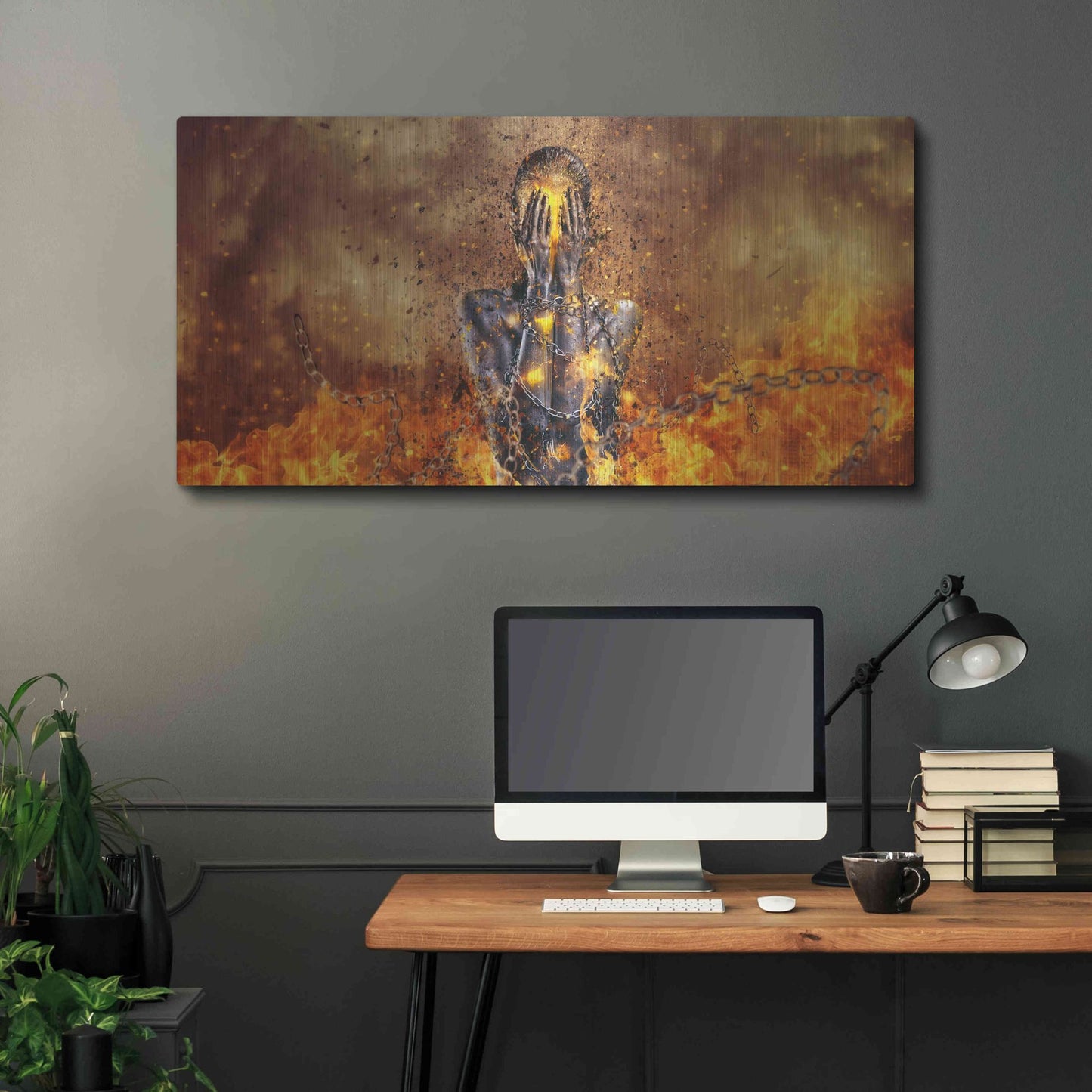 Luxe Metal Art 'Through Ashes Rise Landscape' by Mario Sanchez Nevado, Metal Wall Art,48x24