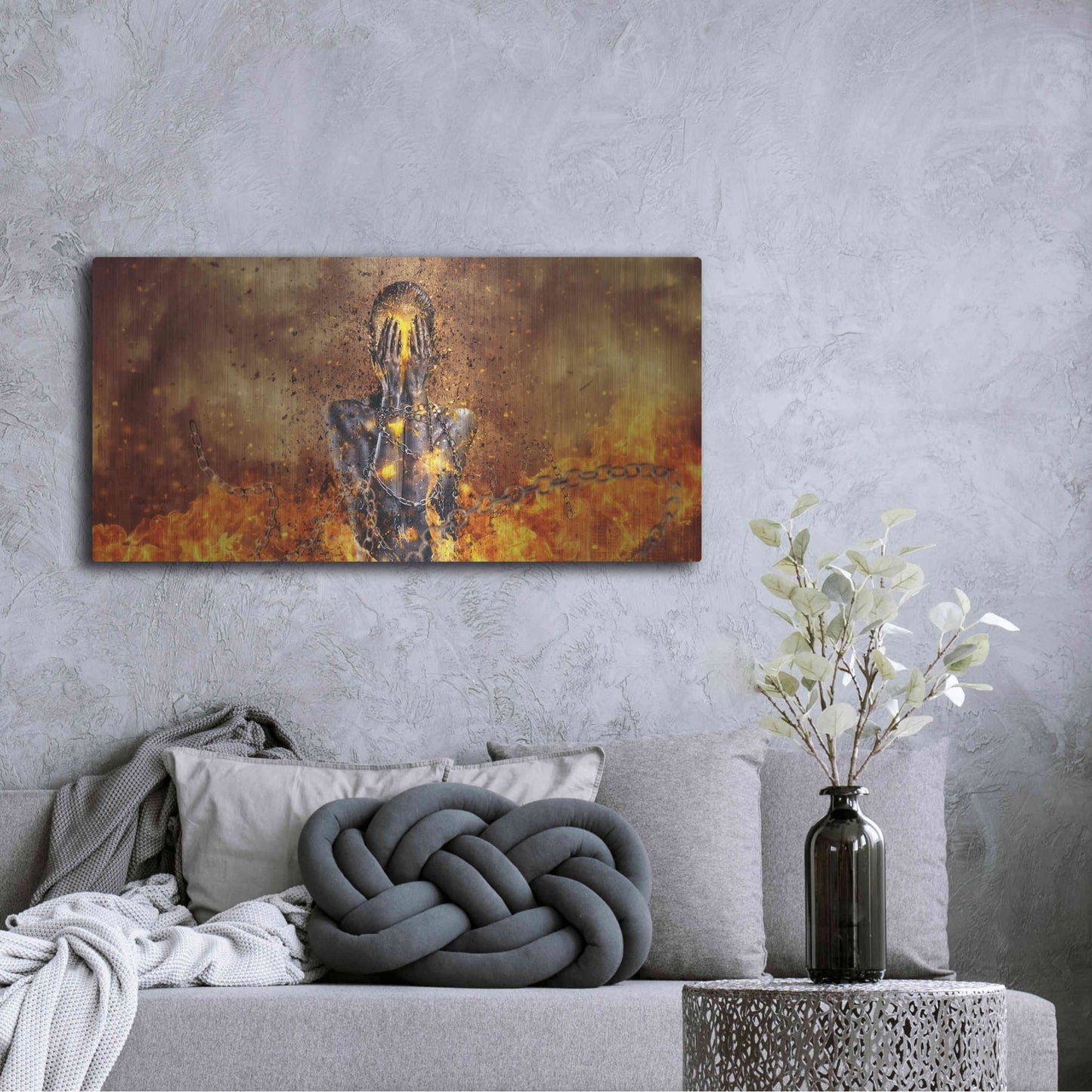 Luxe Metal Art 'Through Ashes Rise Landscape' by Mario Sanchez Nevado, Metal Wall Art,48x24
