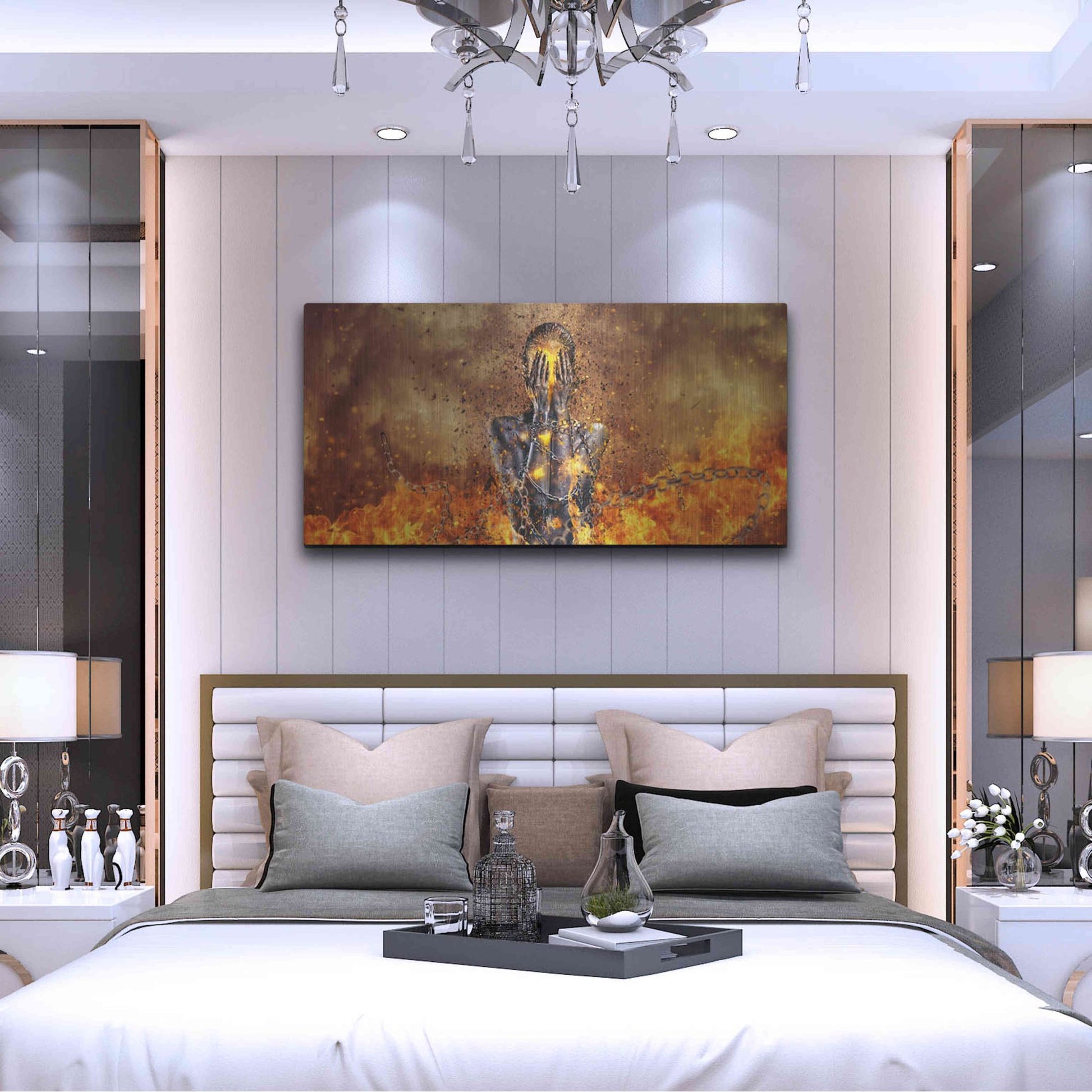 Luxe Metal Art 'Through Ashes Rise Landscape' by Mario Sanchez Nevado, Metal Wall Art,48x24