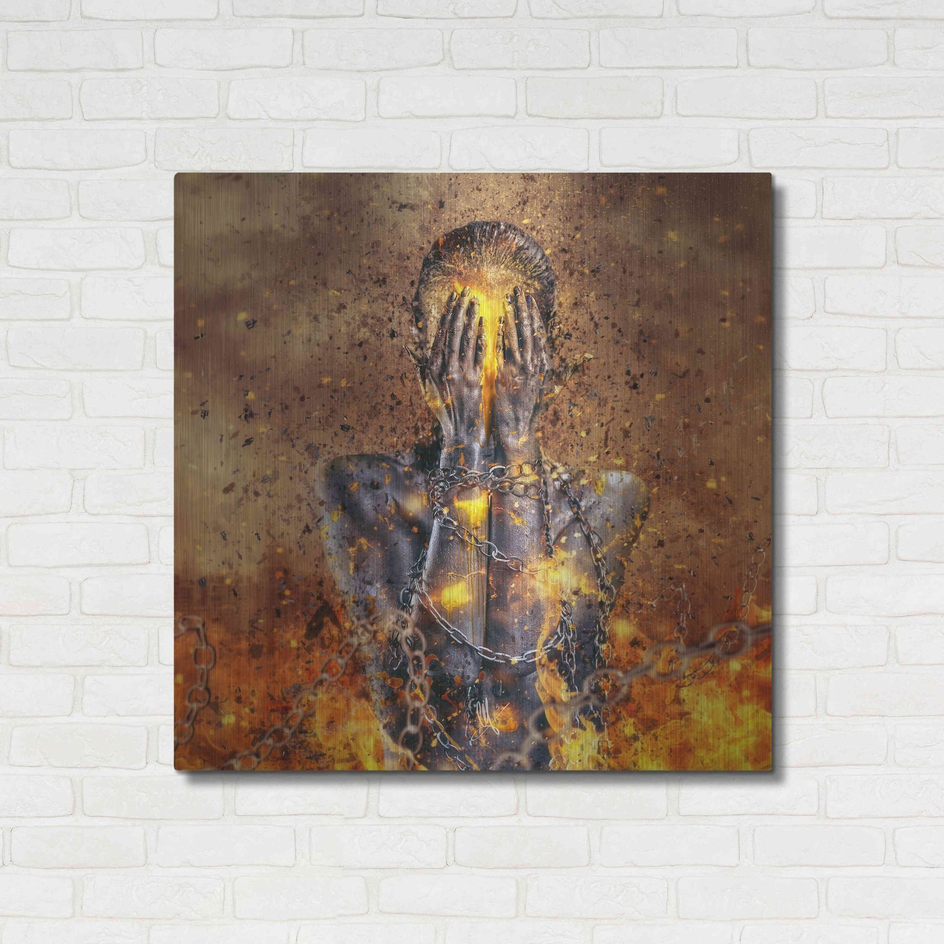 Luxe Metal Art 'Through Ashes Rise' by Mario Sanchez Nevado, Metal Wall Art,36x36