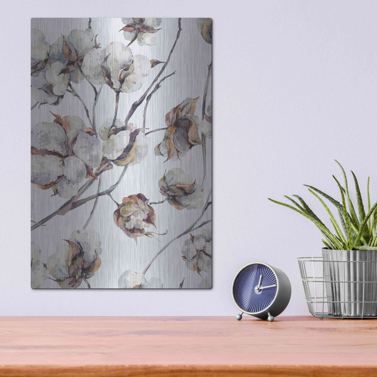 'Cotton II' by Incado – Metal Wall Art, 12x16 room view