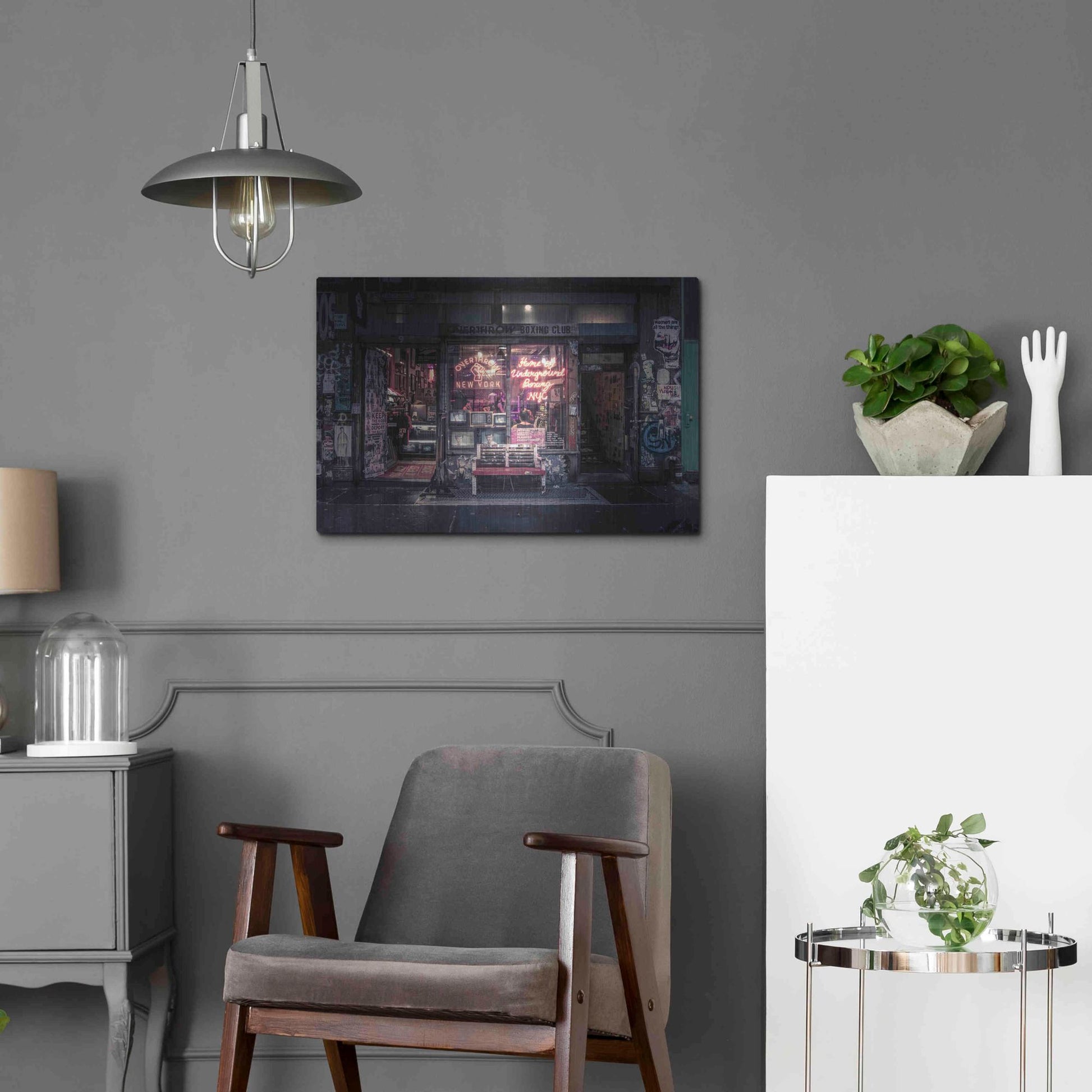 Luxe Metal Art 'Underground Boxing Club NYC' by Nicklas Gustafsson, Metal Wall Art,24x16