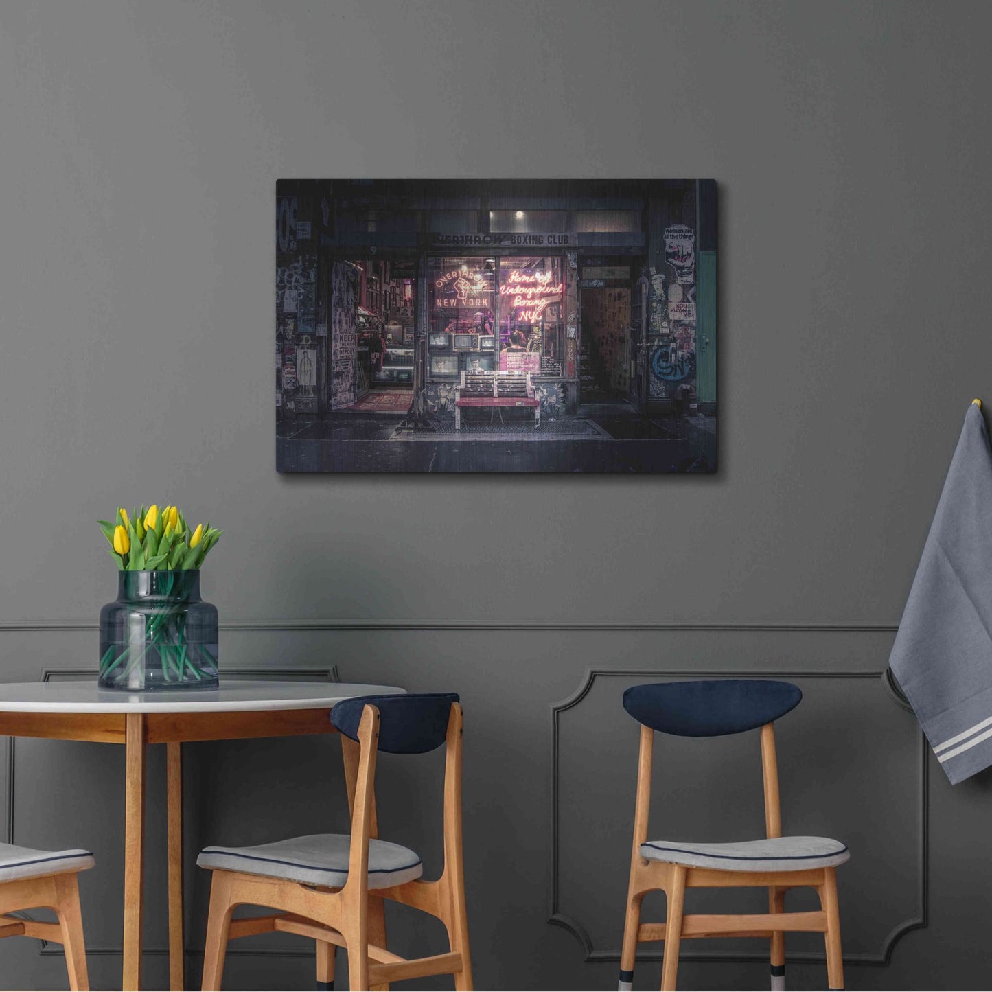 Luxe Metal Art 'Underground Boxing Club NYC' by Nicklas Gustafsson, Metal Wall Art,36x24