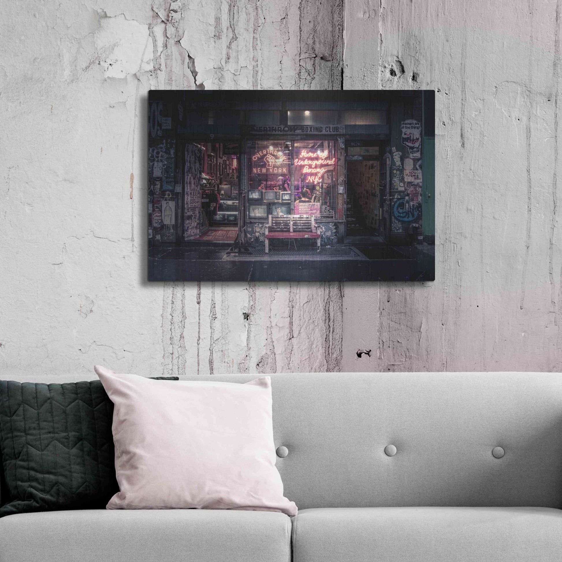 Luxe Metal Art 'Underground Boxing Club NYC' by Nicklas Gustafsson, Metal Wall Art,36x24