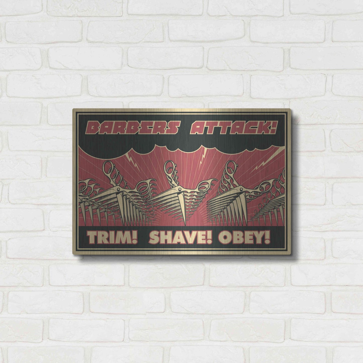 Luxe Metal Art 'Barbershop' Metal Wall Art,24x16