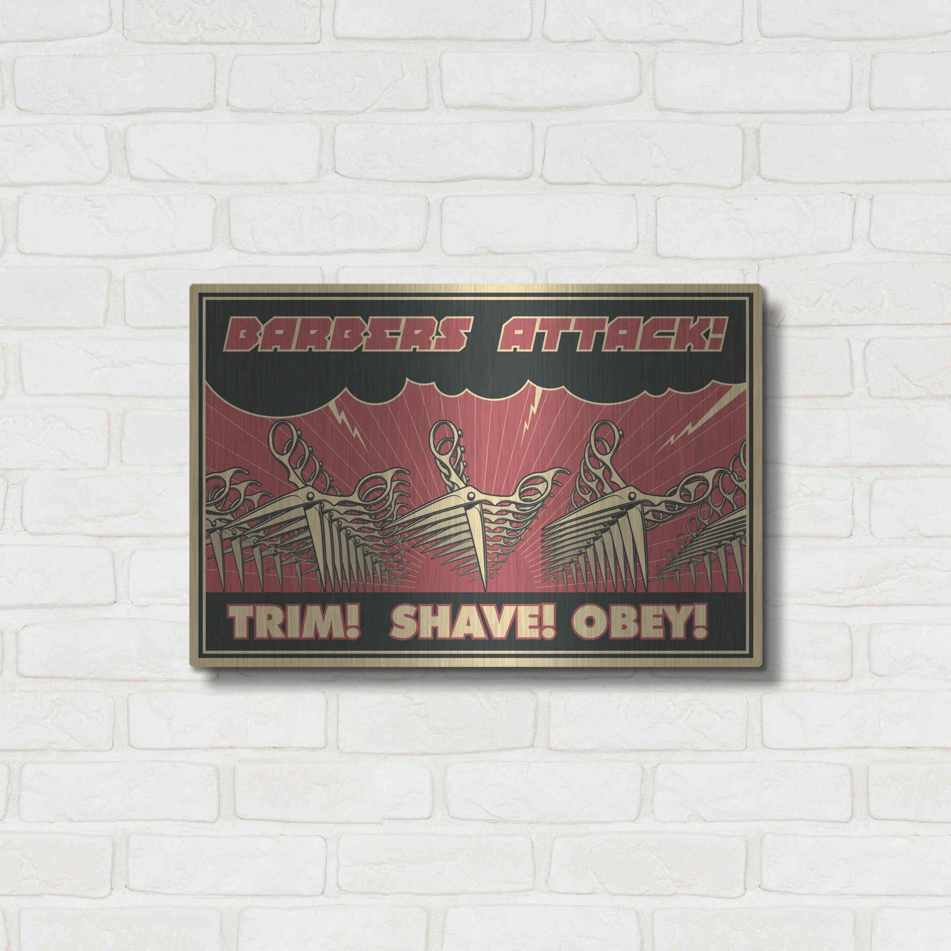 Luxe Metal Art 'Barbershop' Metal Wall Art,24x16