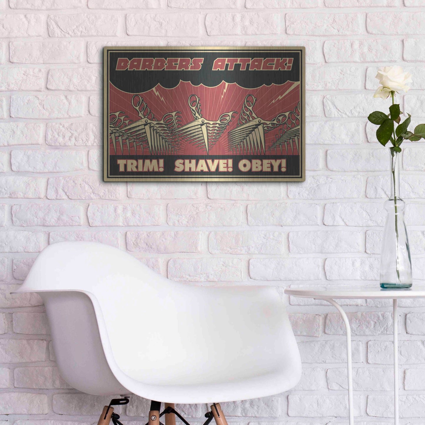 Luxe Metal Art 'Barbershop' Metal Wall Art,24x16