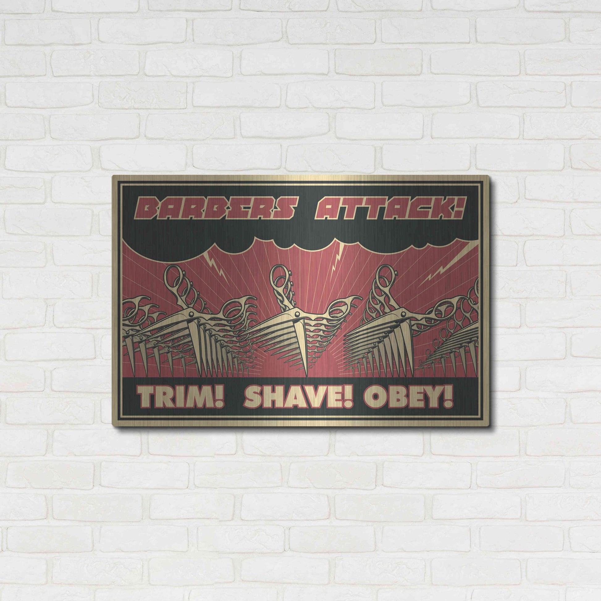 Luxe Metal Art 'Barbershop' Metal Wall Art,36x24