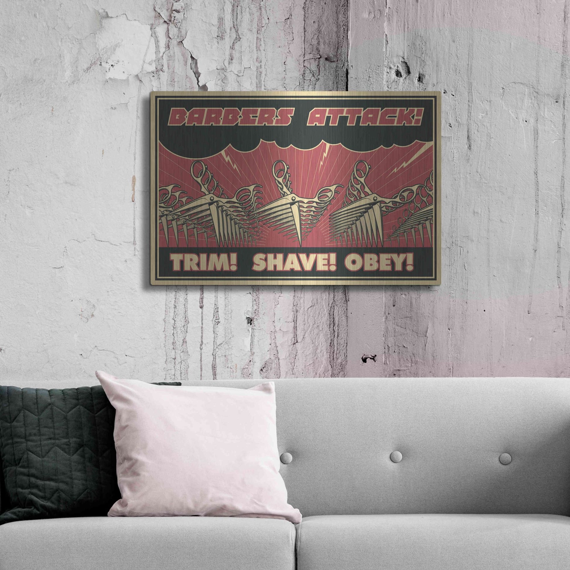 Luxe Metal Art 'Barbershop' Metal Wall Art,36x24