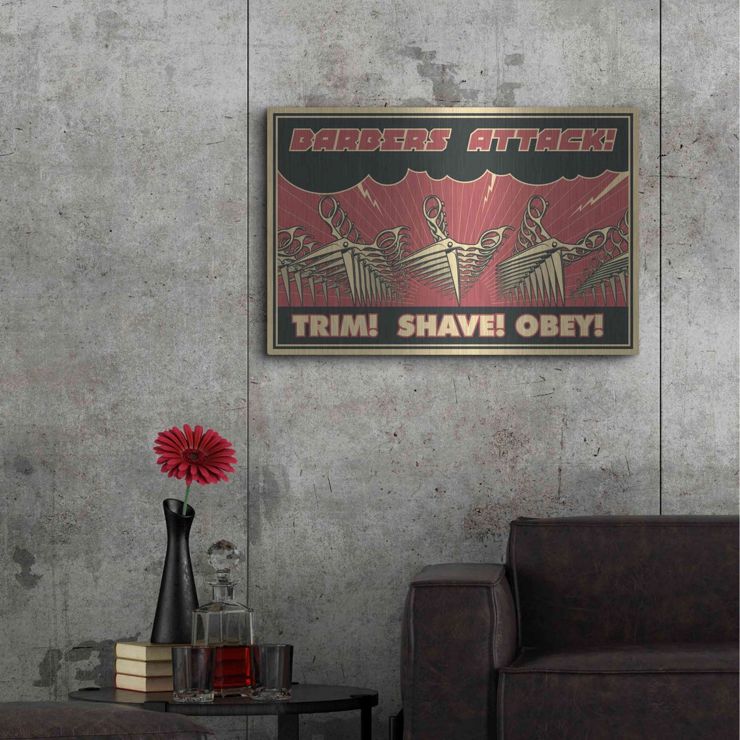 Luxe Metal Art 'Barbershop' Metal Wall Art,36x24