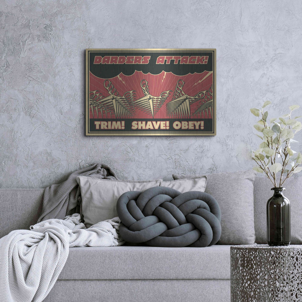 Luxe Metal Art 'Barbershop' Metal Wall Art,36x24