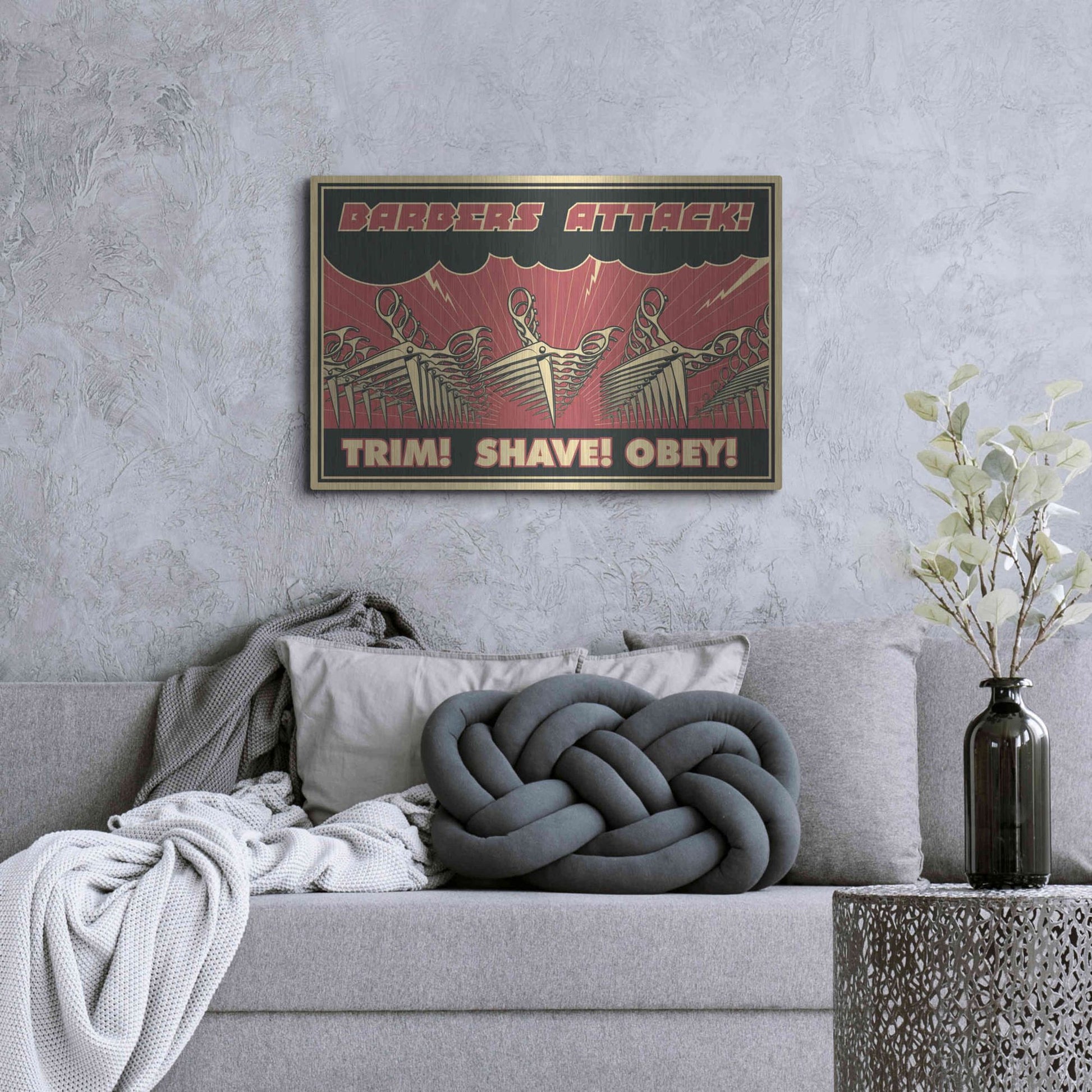 Luxe Metal Art 'Barbershop' Metal Wall Art,36x24