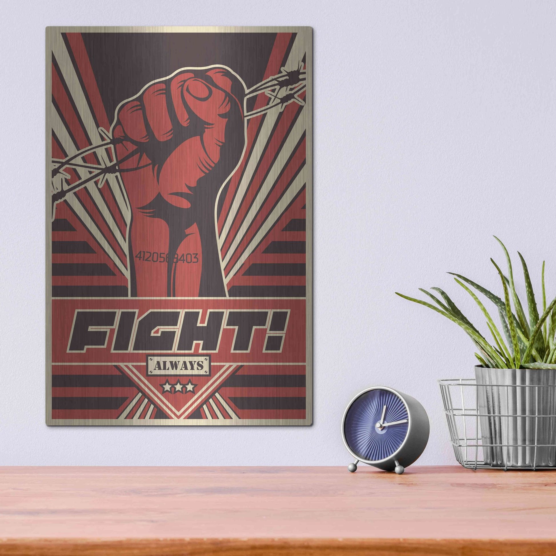 Luxe Metal Art 'Fight' Metal Wall Art,12x16