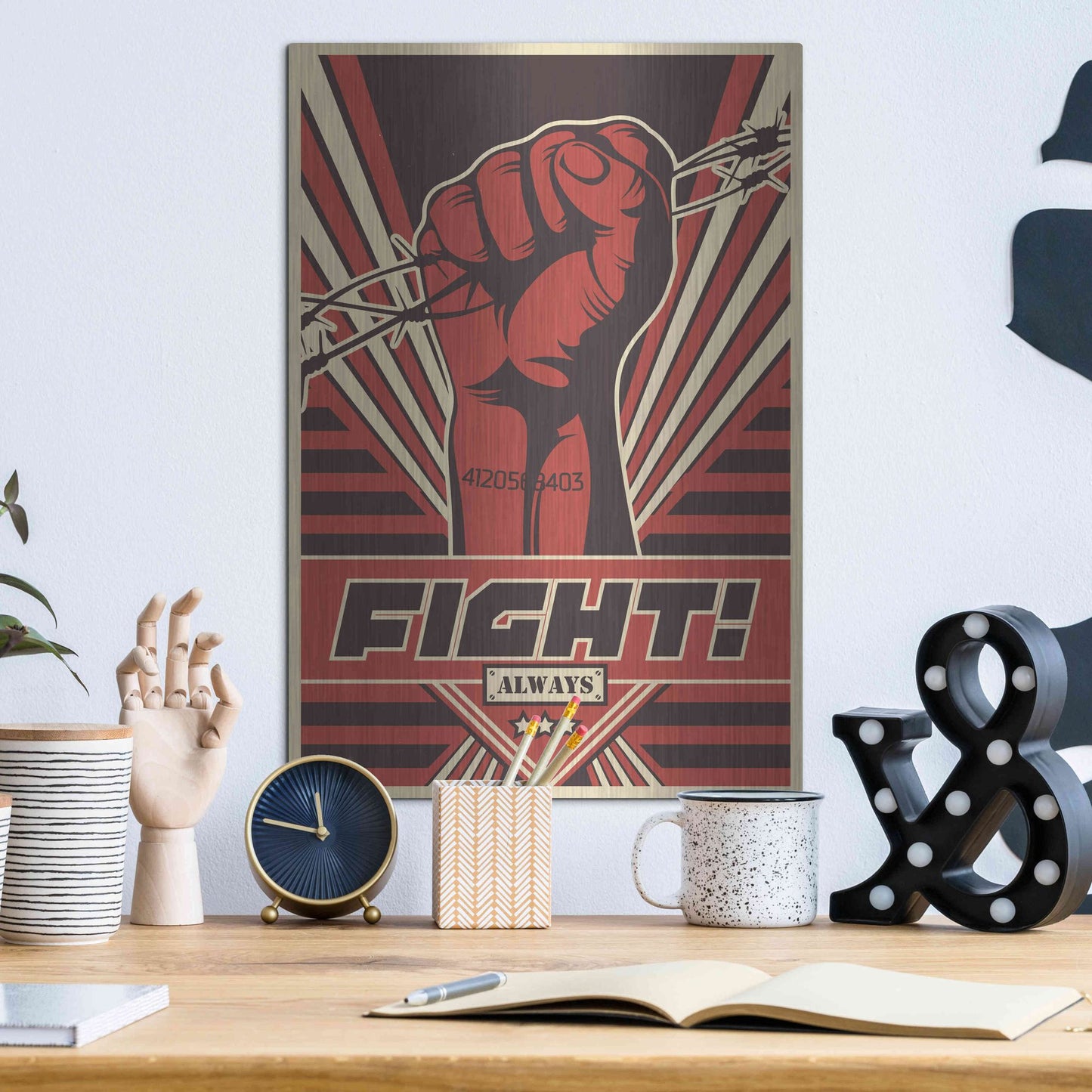 Luxe Metal Art 'Fight' Metal Wall Art,12x16