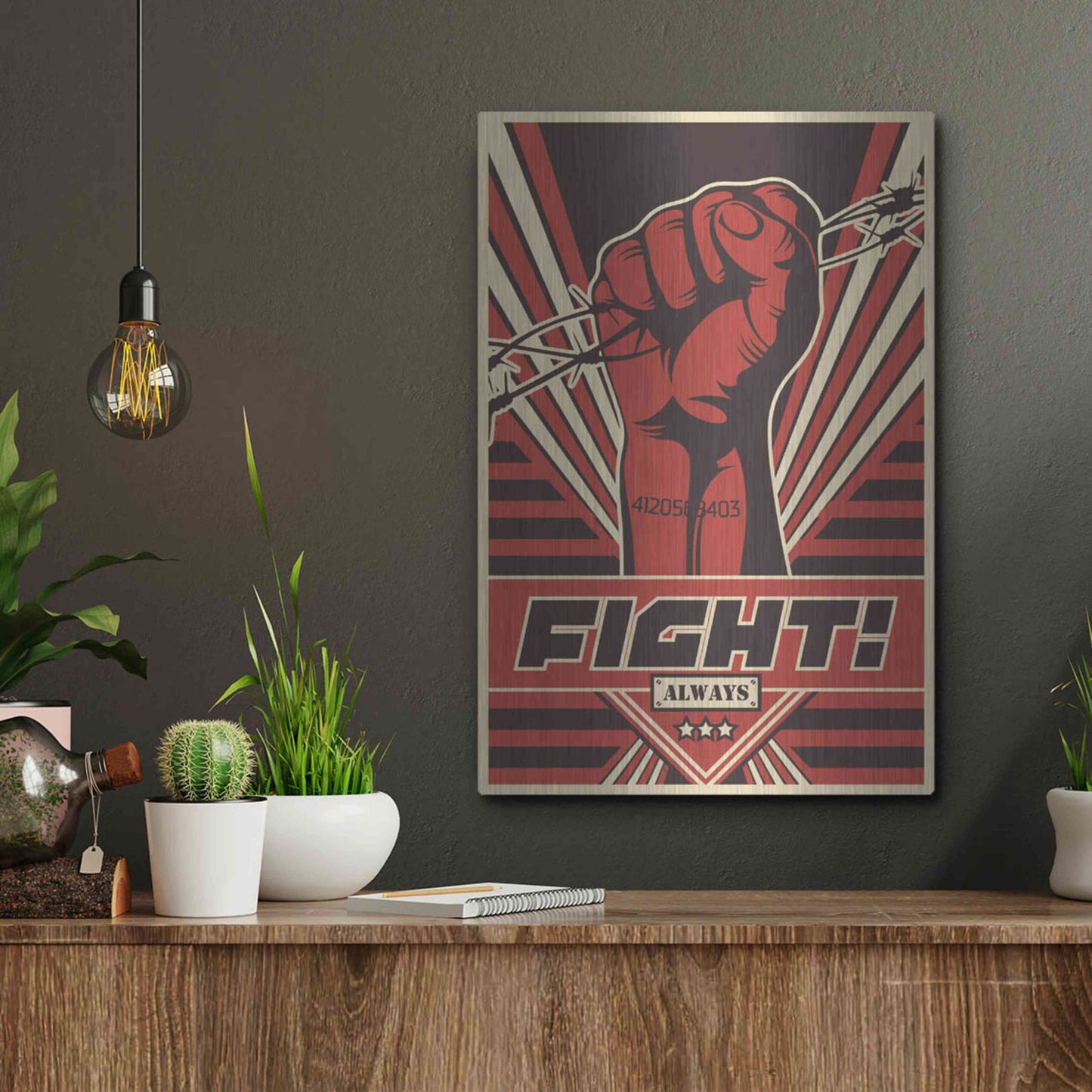 Luxe Metal Art 'Fight' Metal Wall Art,12x16