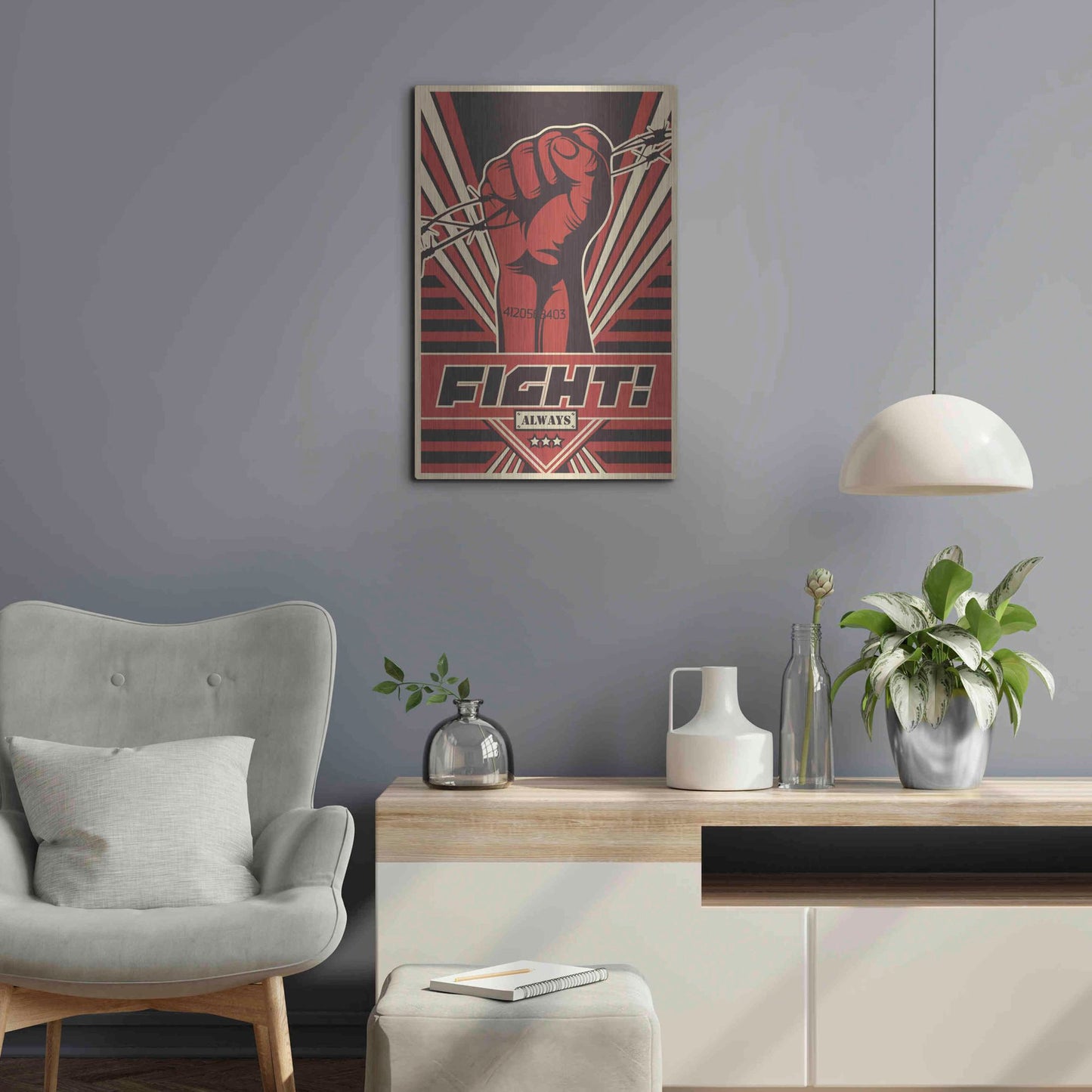 Luxe Metal Art 'Fight' Metal Wall Art,16x24