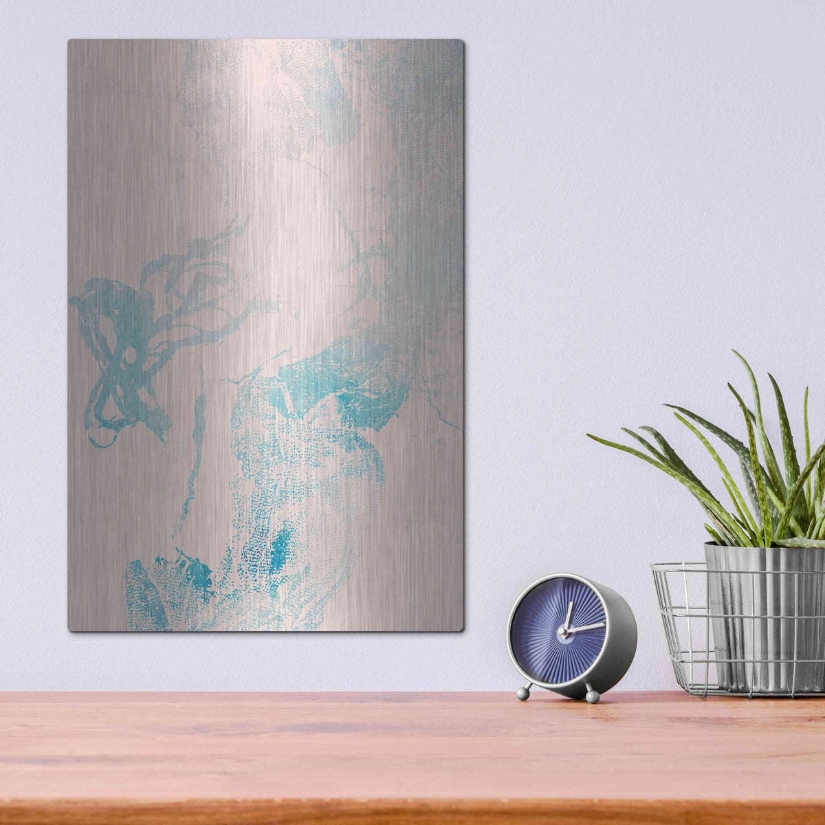 'Pink Blues' by Incado – Metal Wall Art, 12x16 room view