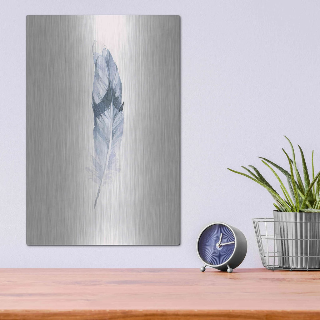 'Pink Feather' by Incado – Metal Wall Art, 12x16 room view
