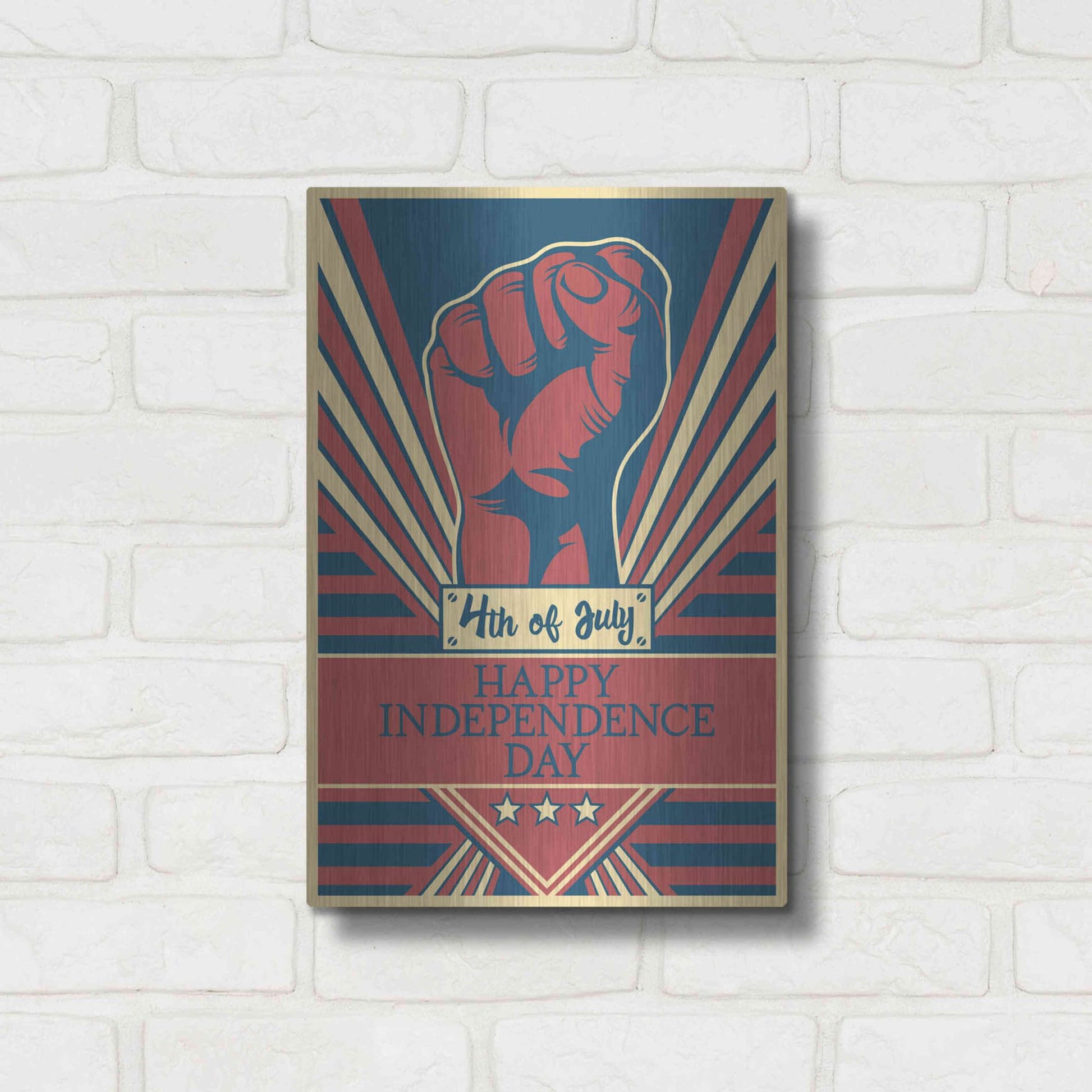 Luxe Metal Art 'Independence Day Fist' Metal Wall Art,12x16