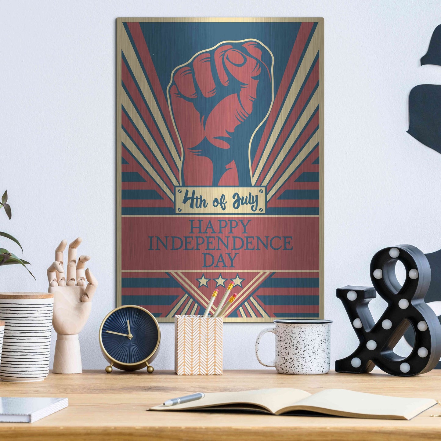 Luxe Metal Art 'Independence Day Fist' Metal Wall Art,12x16