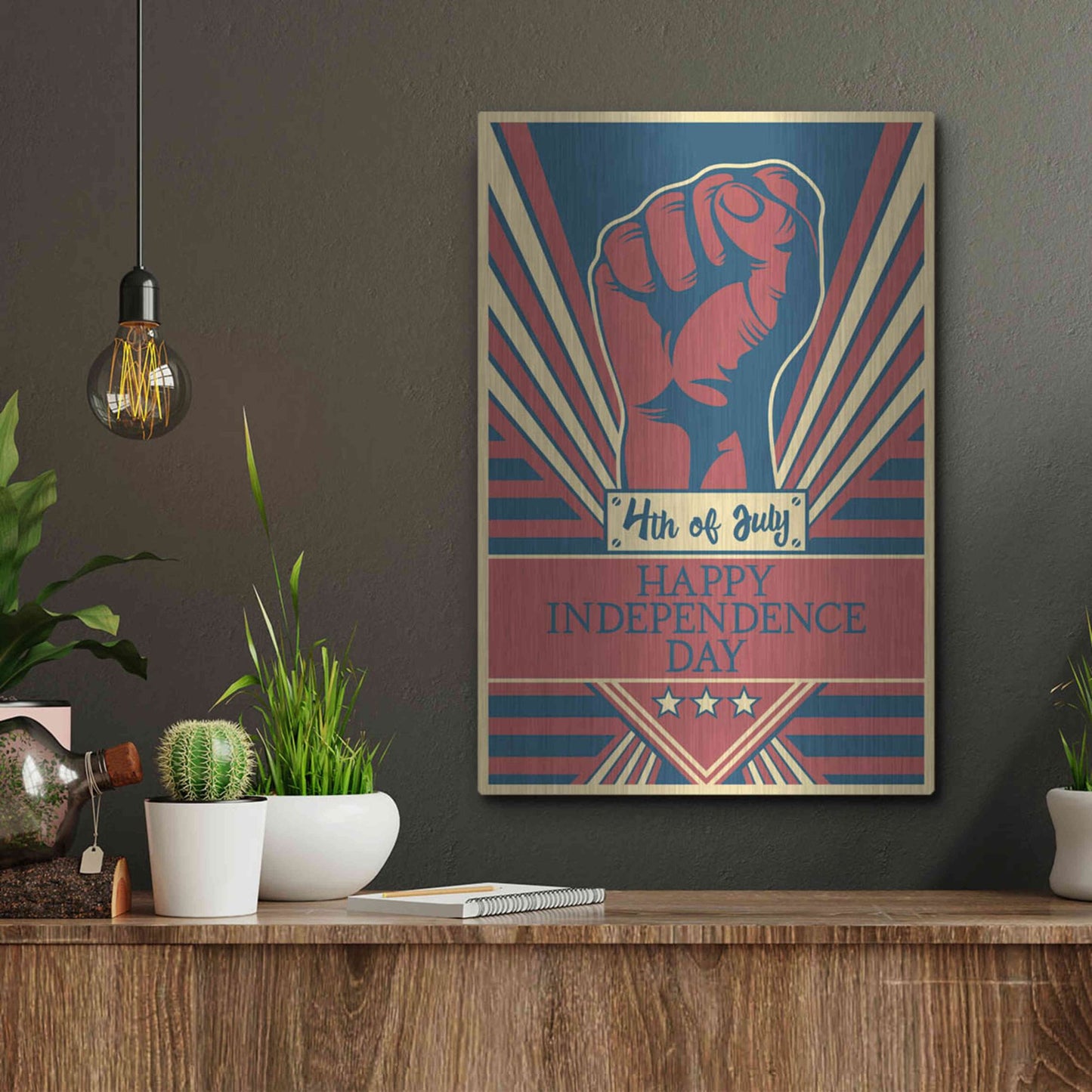 Luxe Metal Art 'Independence Day Fist' Metal Wall Art,12x16