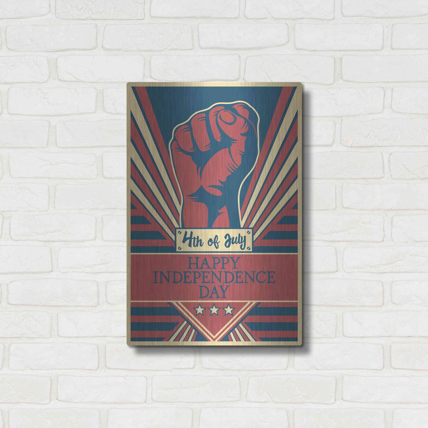 Luxe Metal Art 'Independence Day Fist' Metal Wall Art,16x24