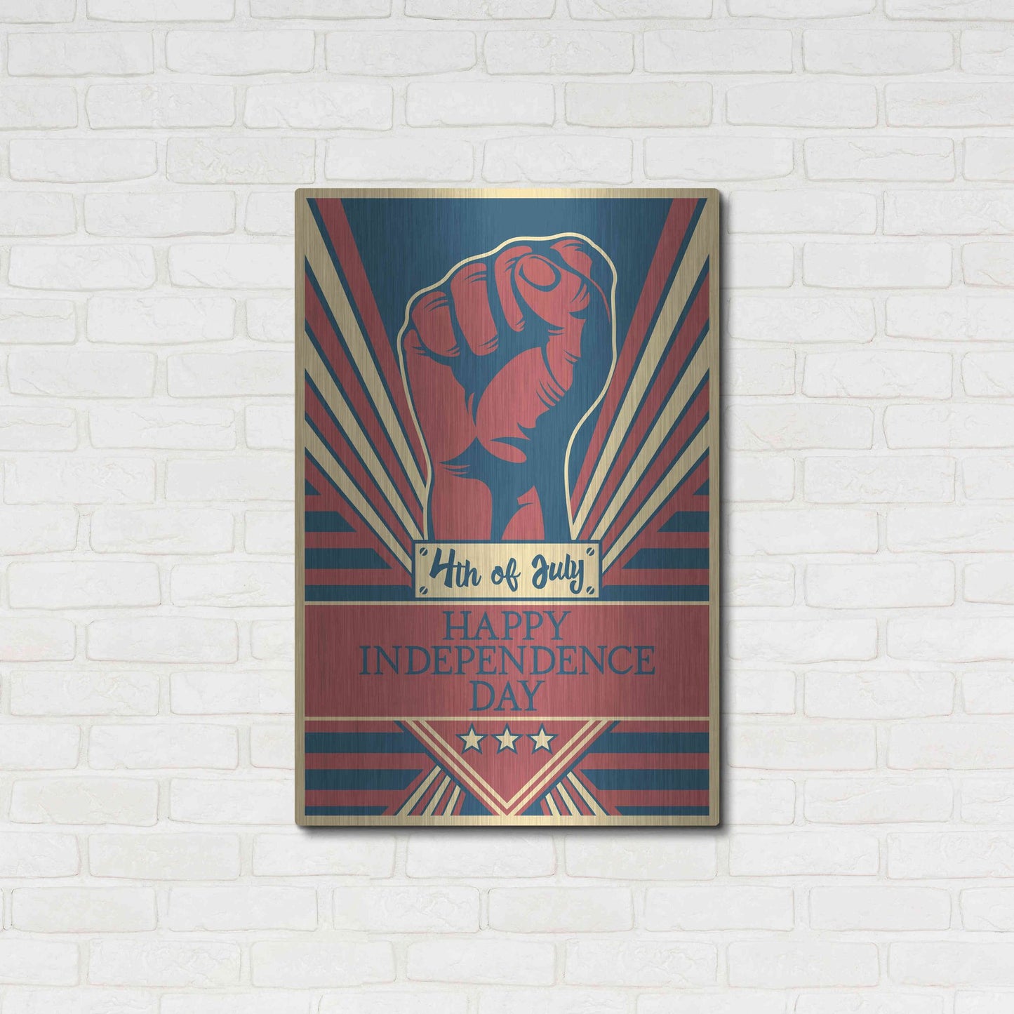 Luxe Metal Art 'Independence Day Fist' Metal Wall Art,24x36