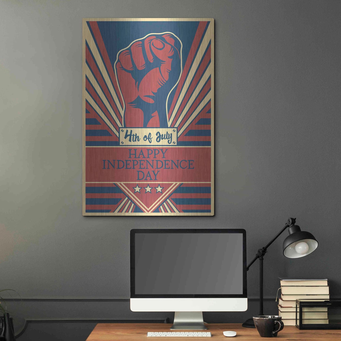 Luxe Metal Art 'Independence Day Fist' Metal Wall Art,24x36