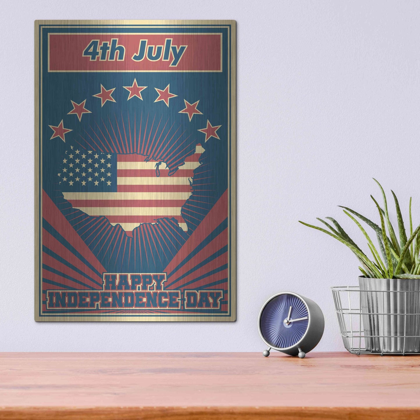 Luxe Metal Art 'Independence Day USA' Metal Wall Art,12x16