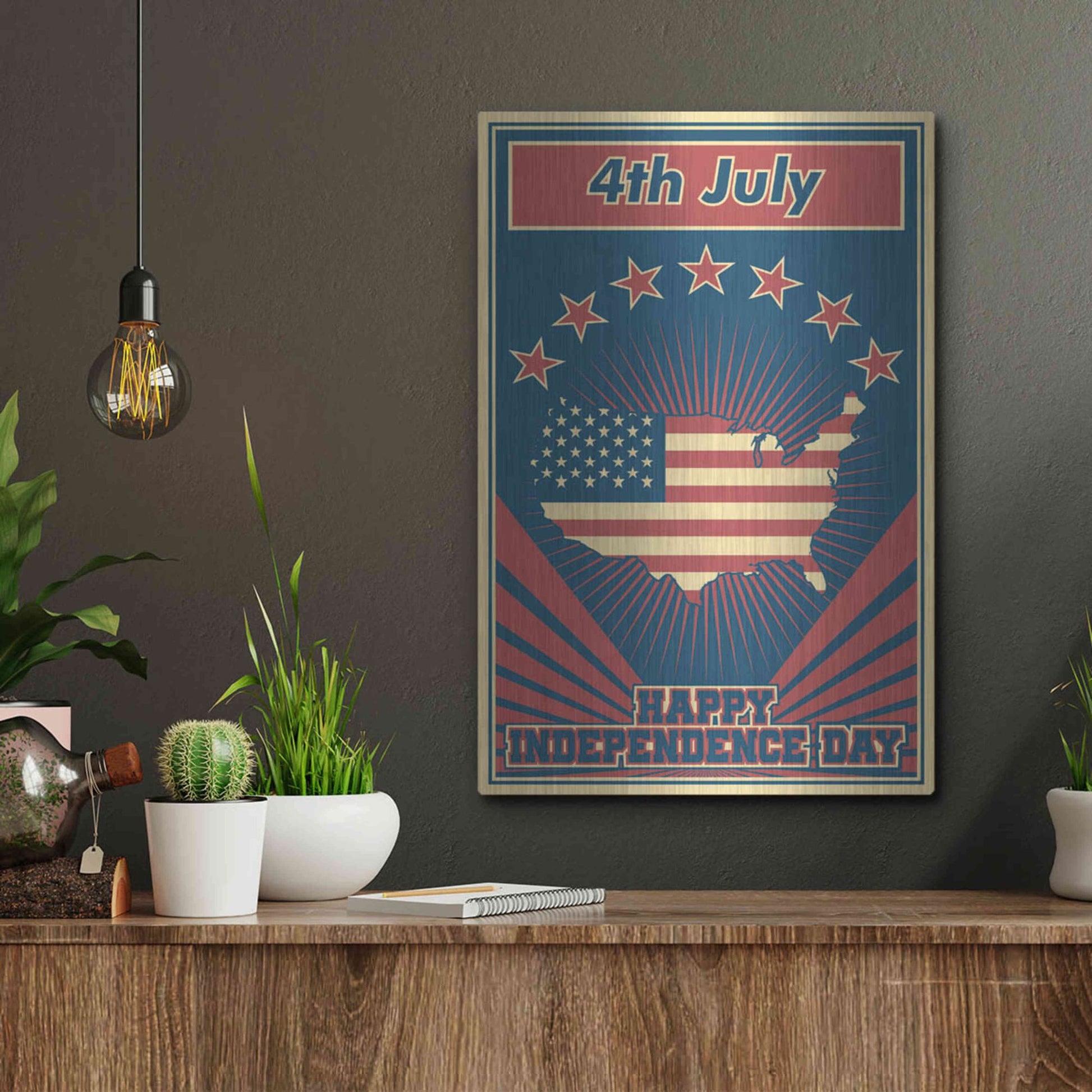 Luxe Metal Art 'Independence Day USA' Metal Wall Art,12x16