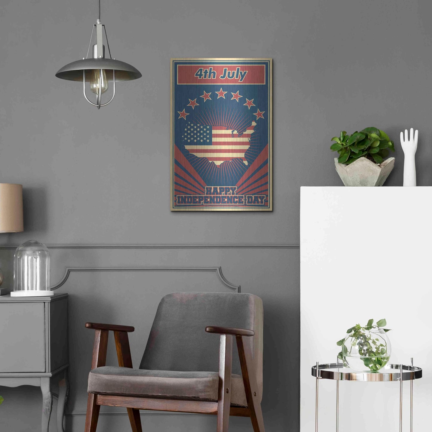 Luxe Metal Art 'Independence Day USA' Metal Wall Art,16x24