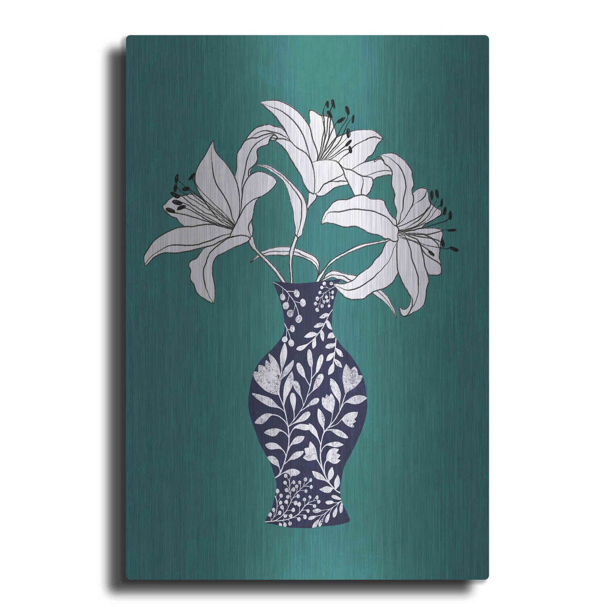 'Lily On Teal' by Ioana Horvat – Metal Wall Art